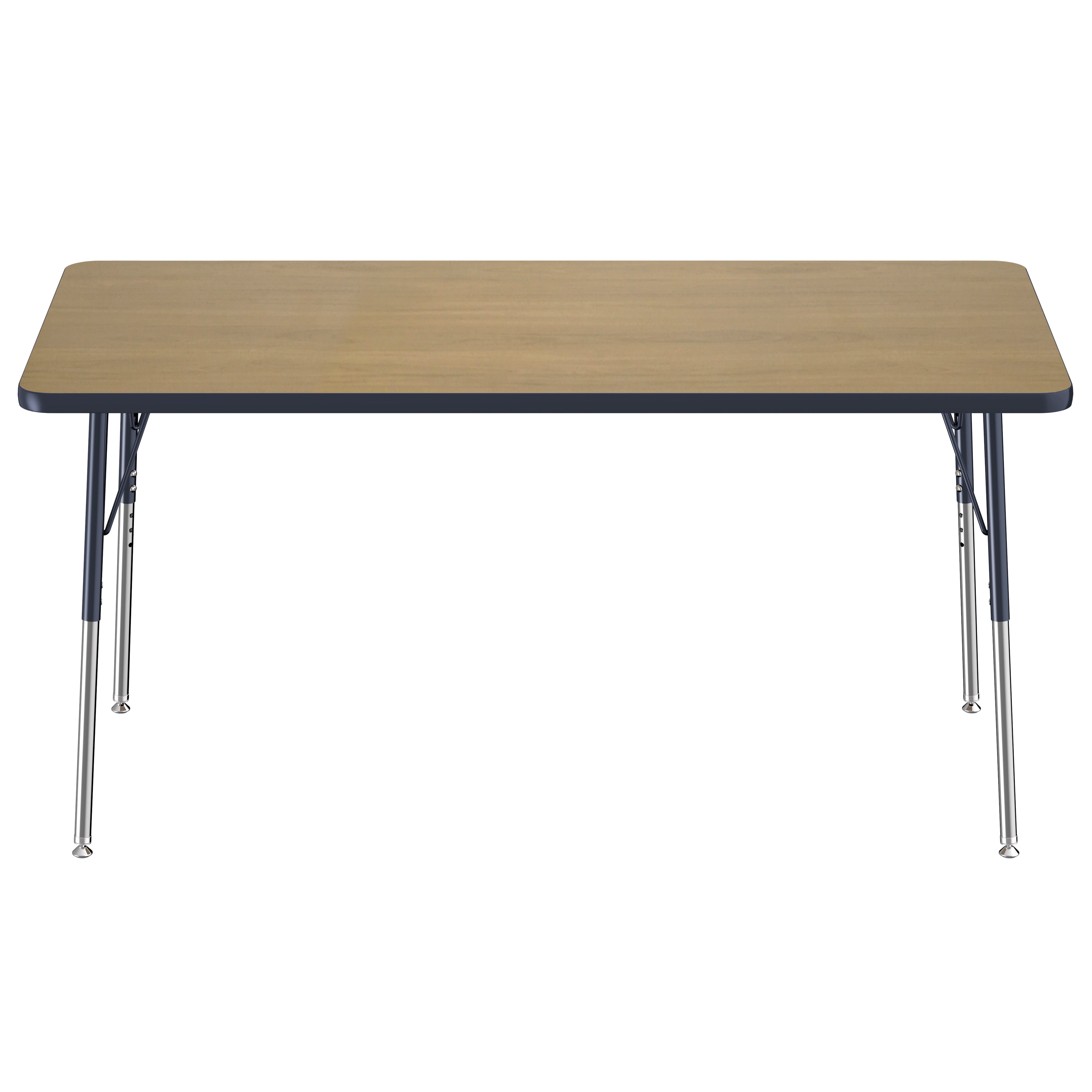 30" x 60" Rectangle T-Molding Activity Table with Adjustable Standard Swivel Glide Legs - Pasadena Oak/Navy