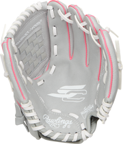 Rawlings Sure Catch Youth Series 10-Inch Softball Glove - Right Hand Thrower - Gray/Pink