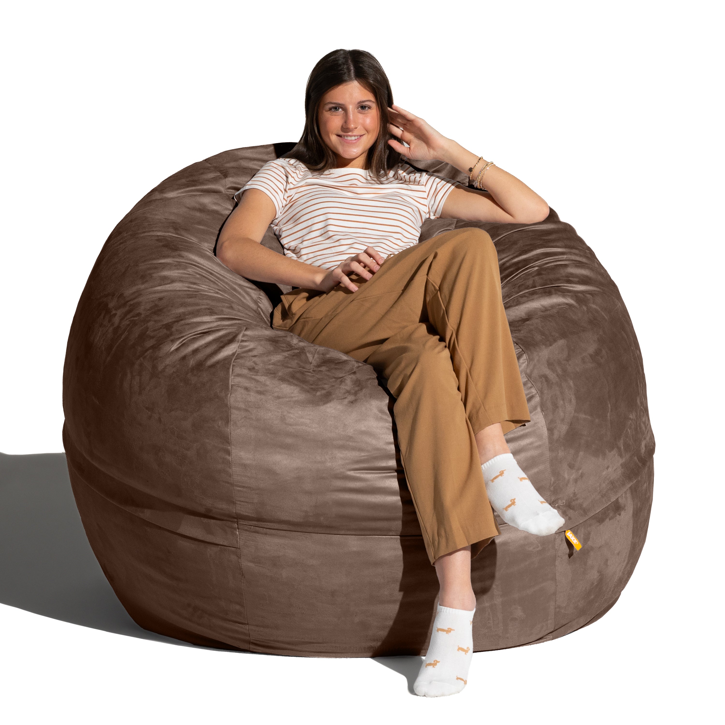Jaxx Saxx 5 Foot Large Bean Bag w/ Removable Cover, Camel
