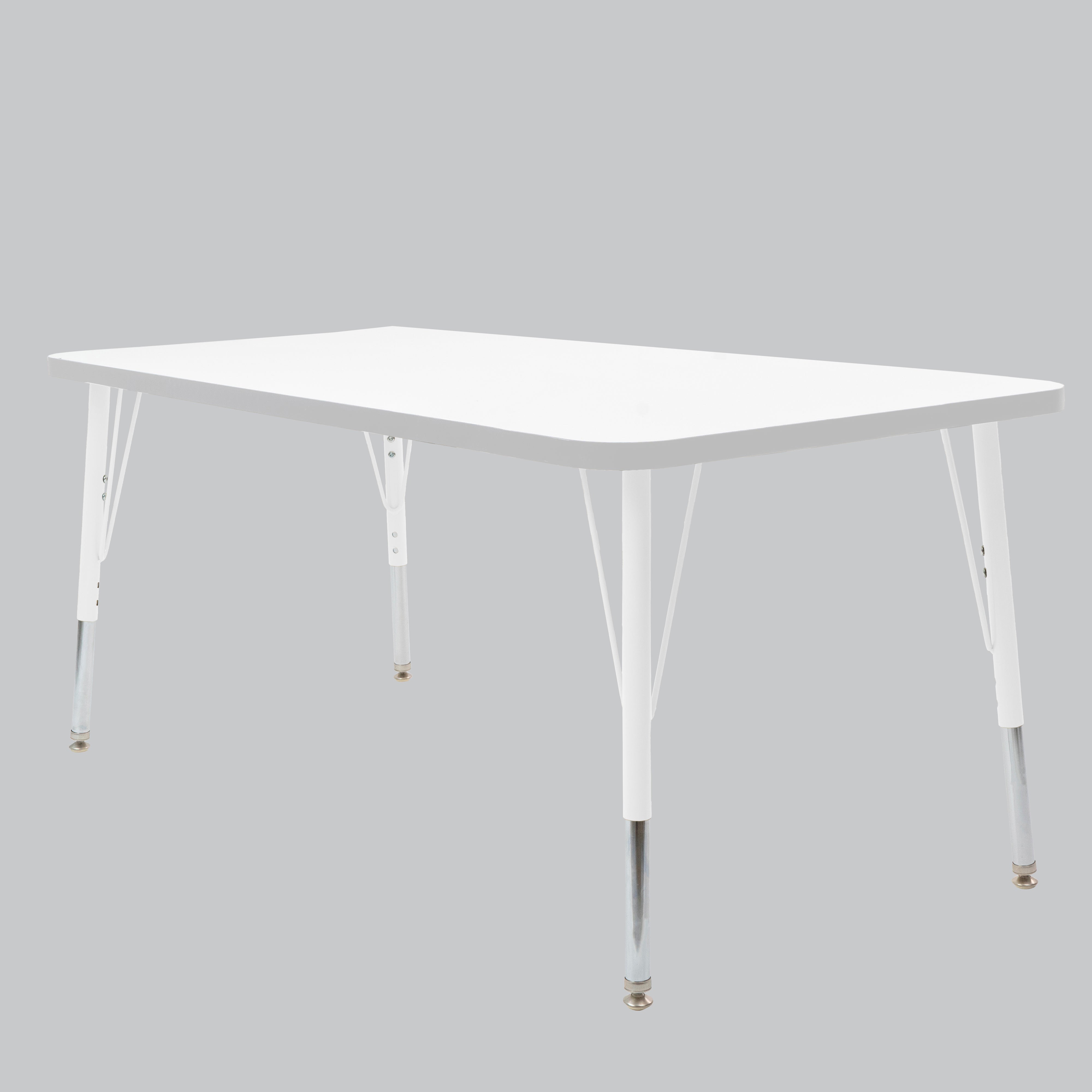 30" x 60" Rectangle Thermofused Activity Table with Adjustable Standard Swivel Glide Legs - White/North Sea/White