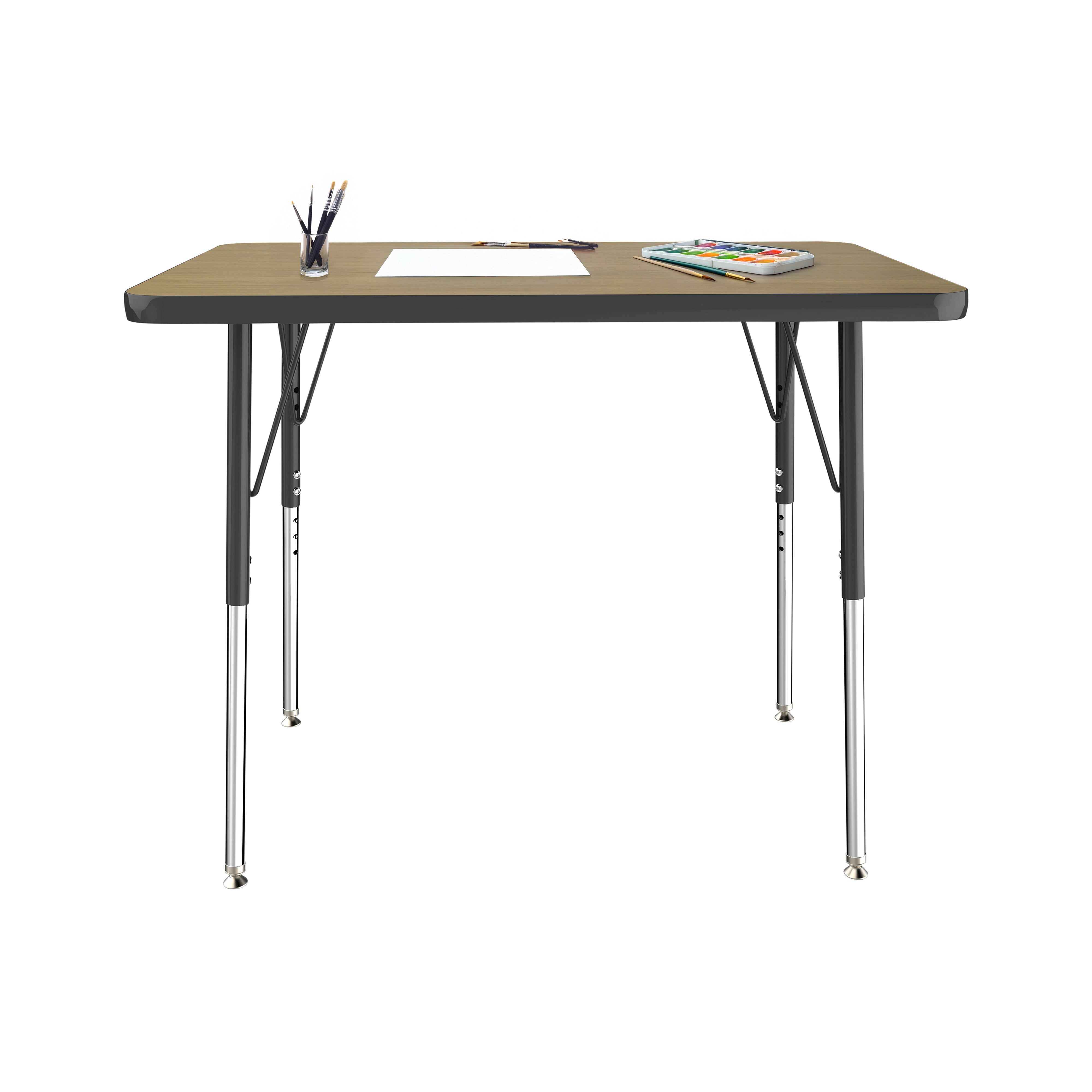 24" x 36" Rectangle T-Molding Activity Table with Adjustable Standard Ball Glide Legs - Pasadena Oak/Navy