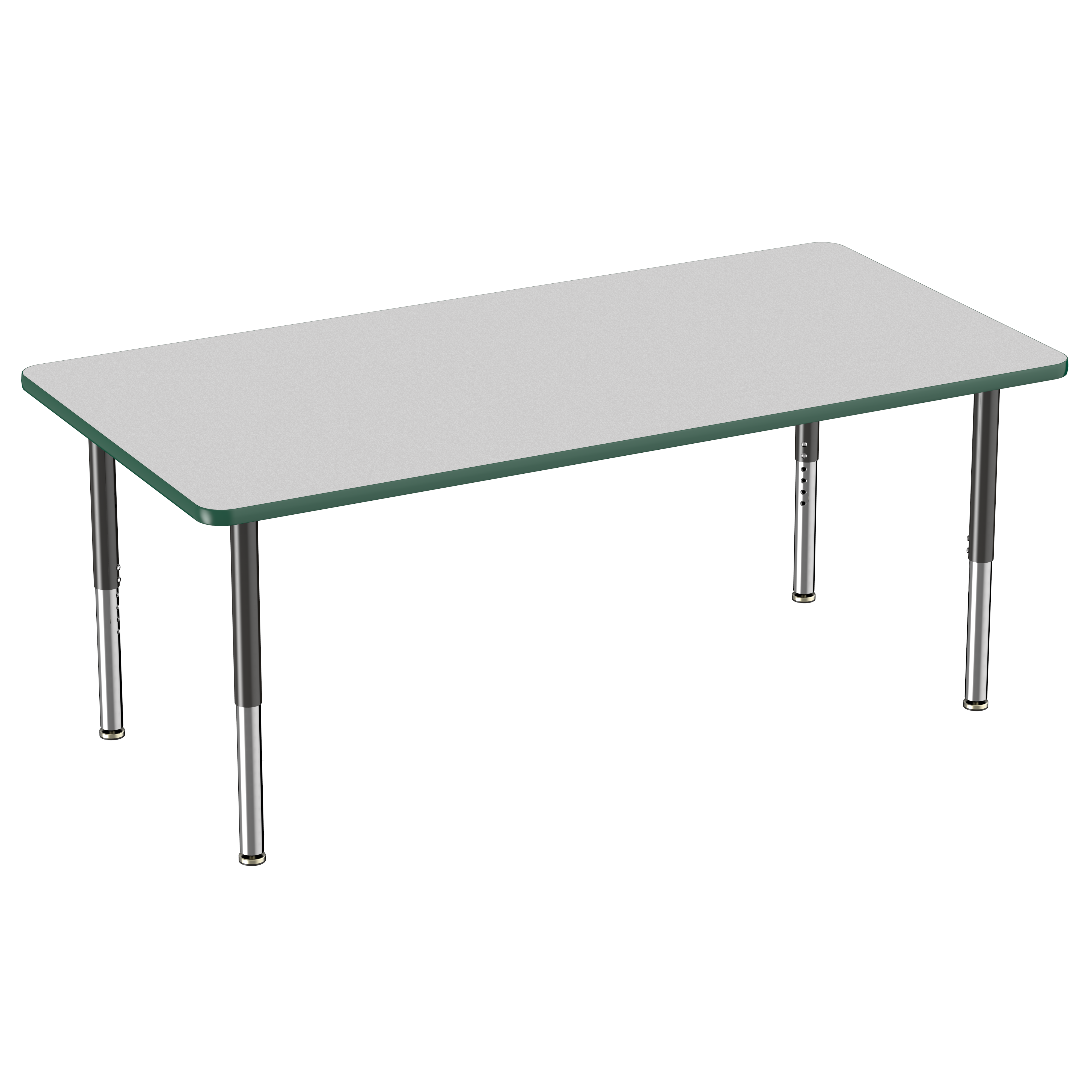 36" x 72" Rectangle T-Molding Activity Table with Adjustable Super Legs - Gray/Green/Black