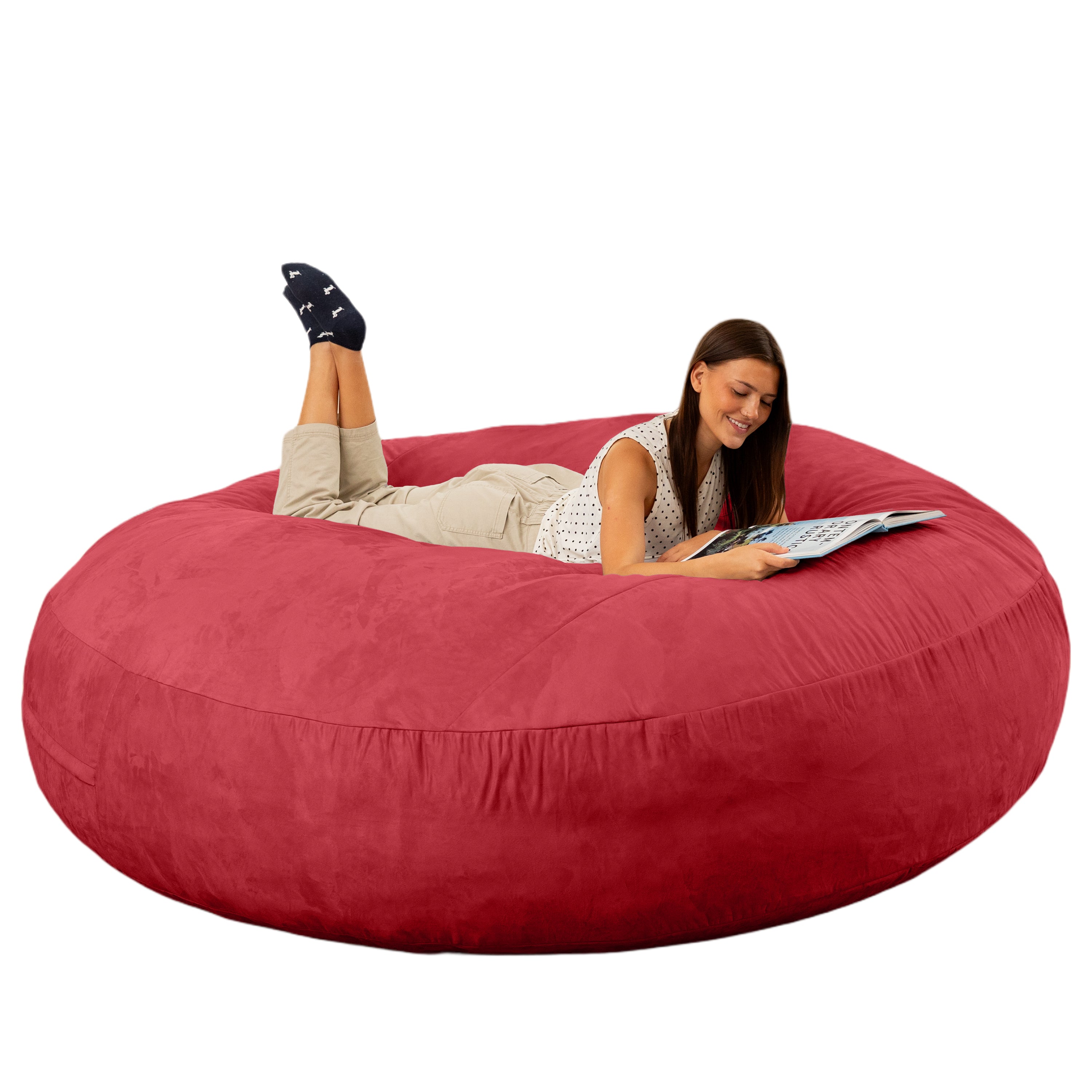 Jaxx 6 Foot Cocoon - 2-in-1 Convertible Bean Bag Bed & Large Bean Bag Chair for Adults, Cinnabar