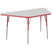 30" x 60" Trapezoid T-Molding Activity Table with Adjustable Standard Swivel Glide Legs - Gray/Red