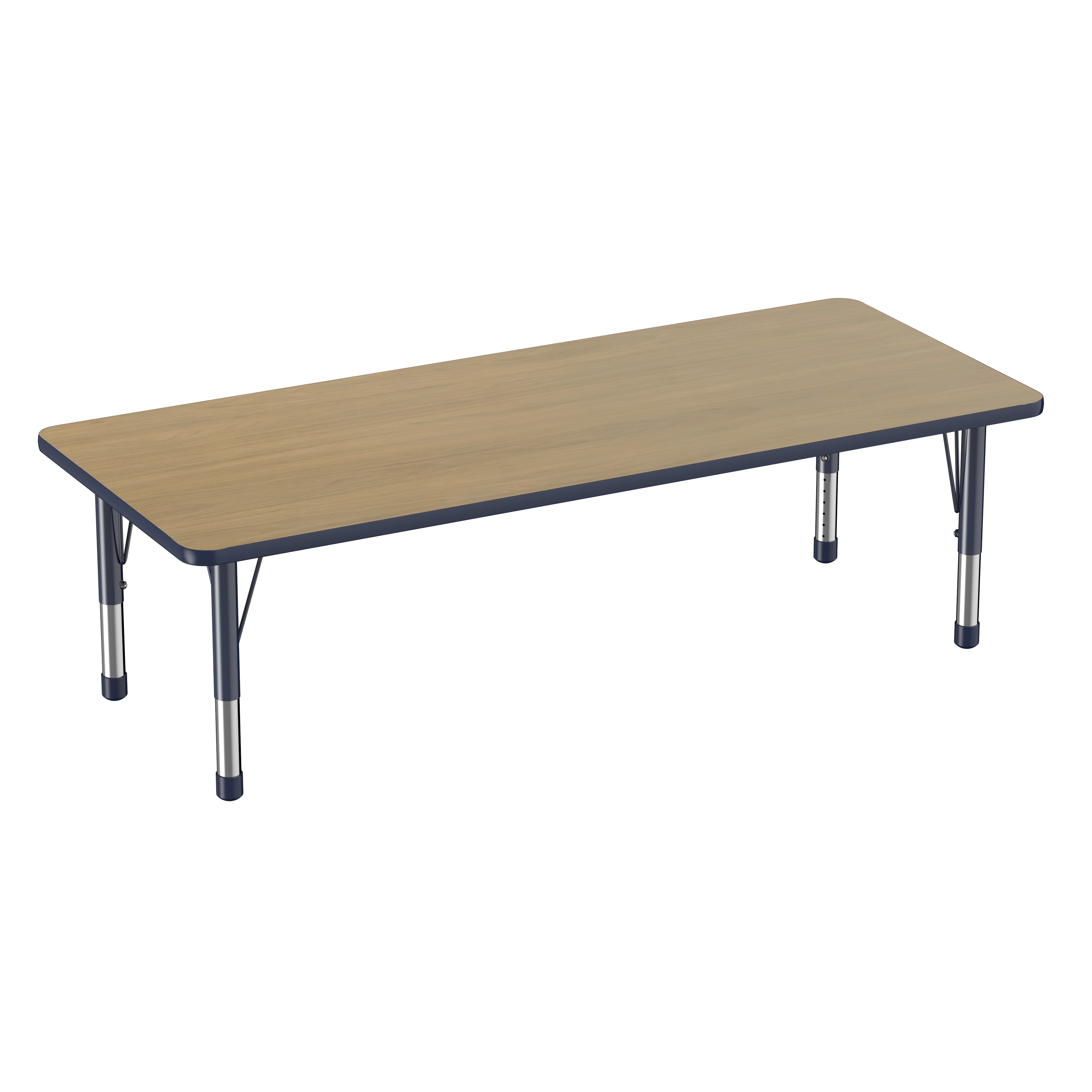 30" x 72" Rectangle T-Molding Activity Table with Adjustable Chunky Legs - Pasadena Oak/Navy