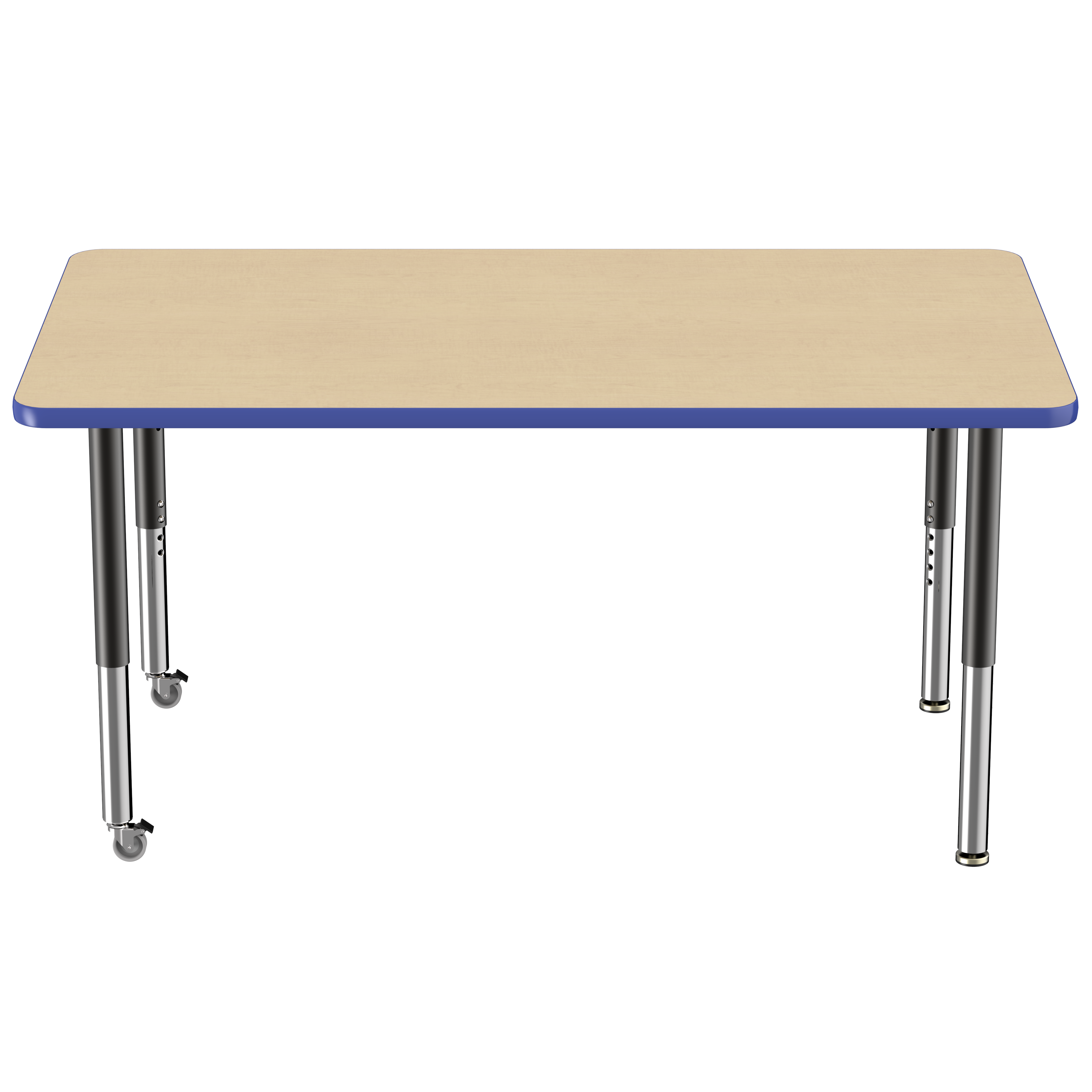 36" x 60" Rectangle T-Molding Activity Table with Adjustable Super Legs - Maple/Blue/Black
