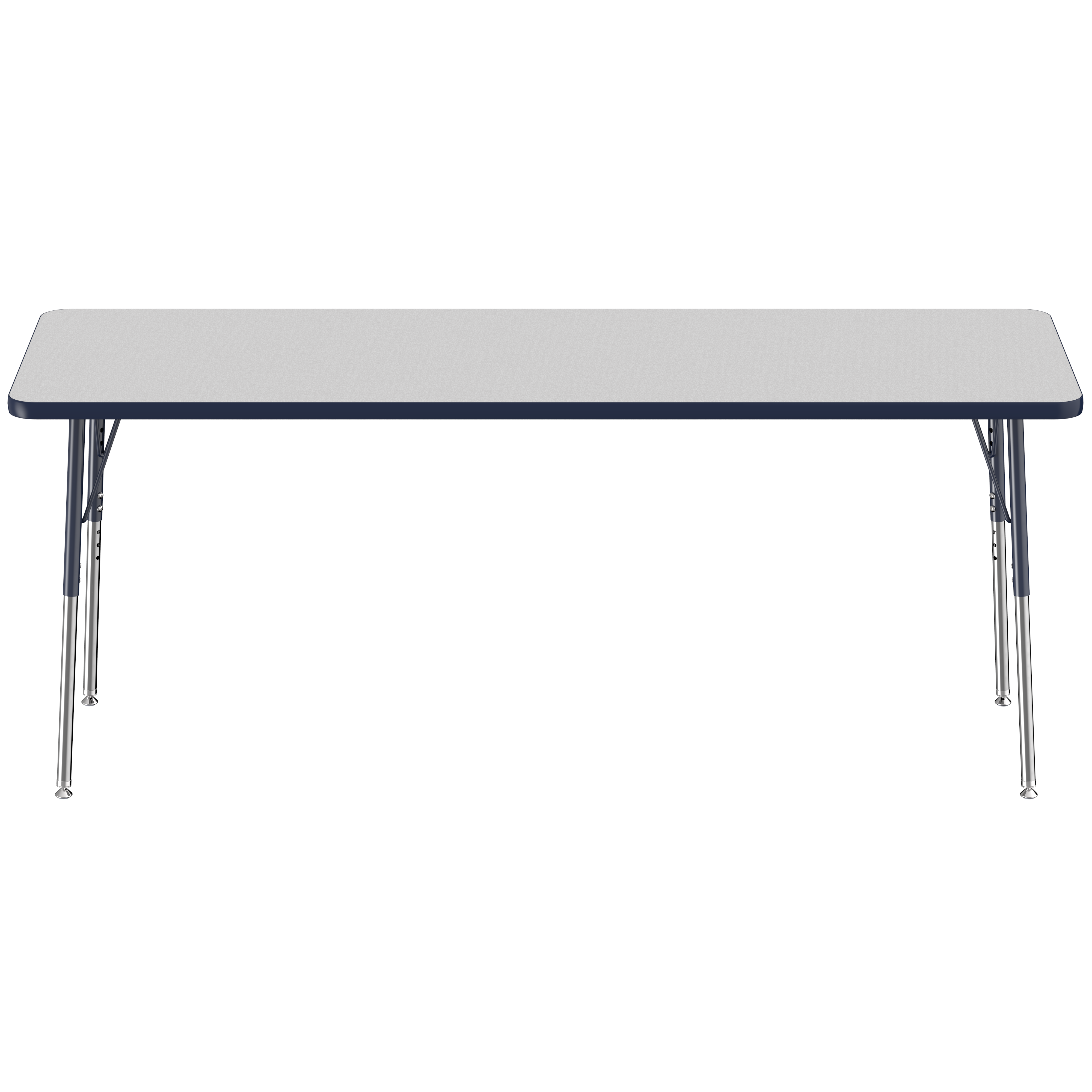 24" x 72" Rectangle T-Molding Activity Table with Adjustable Standard Swivel Glide Legs - Gray/Navy