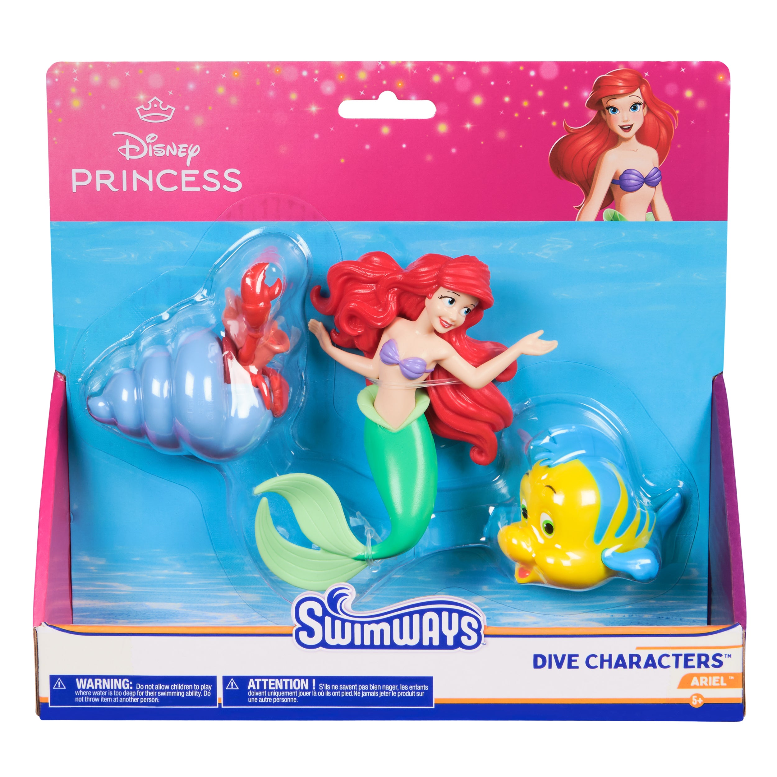 Swimways Disney Princess Ariel Dive Characters 3-Pack, Swimming Pool Accessories & Kids Pool Toys, Pool Party Supplies & Water Toys for Kids Aged 5 & Up