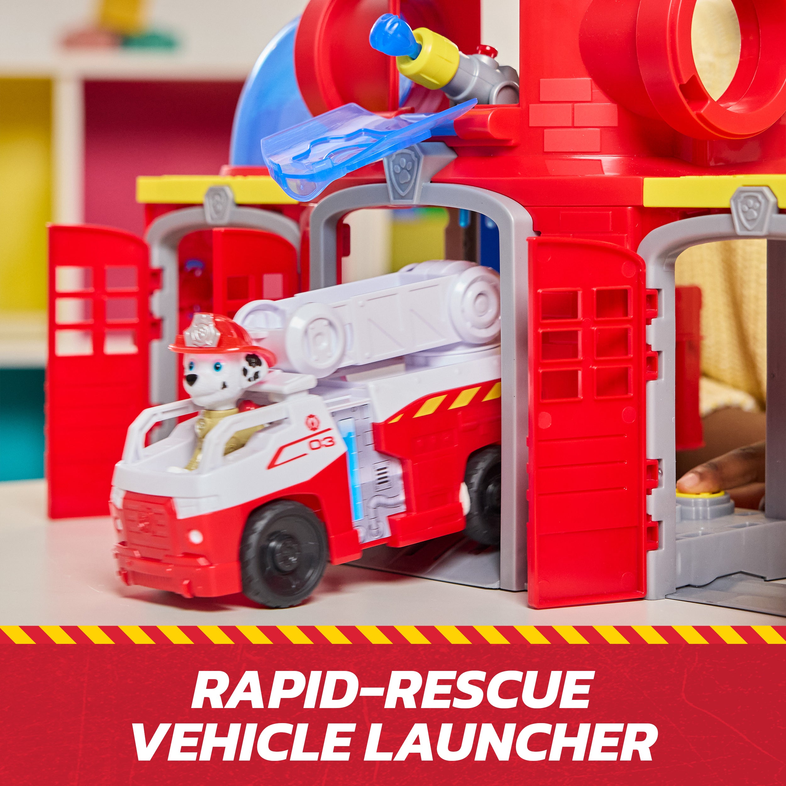 PAW Patrol Fire Rescue Command Center with Marshall Figure, Rescue Fire Truck, Lights, Launcher & Sound Fx, Kids Toys for Boys & Girls Ages 3 and Up