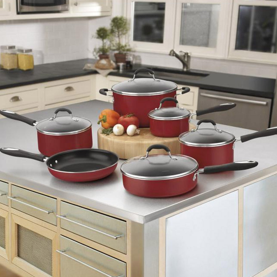 Advantage® 11 Piece Nonstick Cookware Set - Red