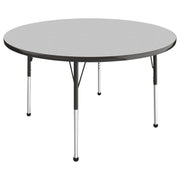 48" Round Thermofused Activity Table with Adjustable Standard Ball Glide Legs - Gray/Black