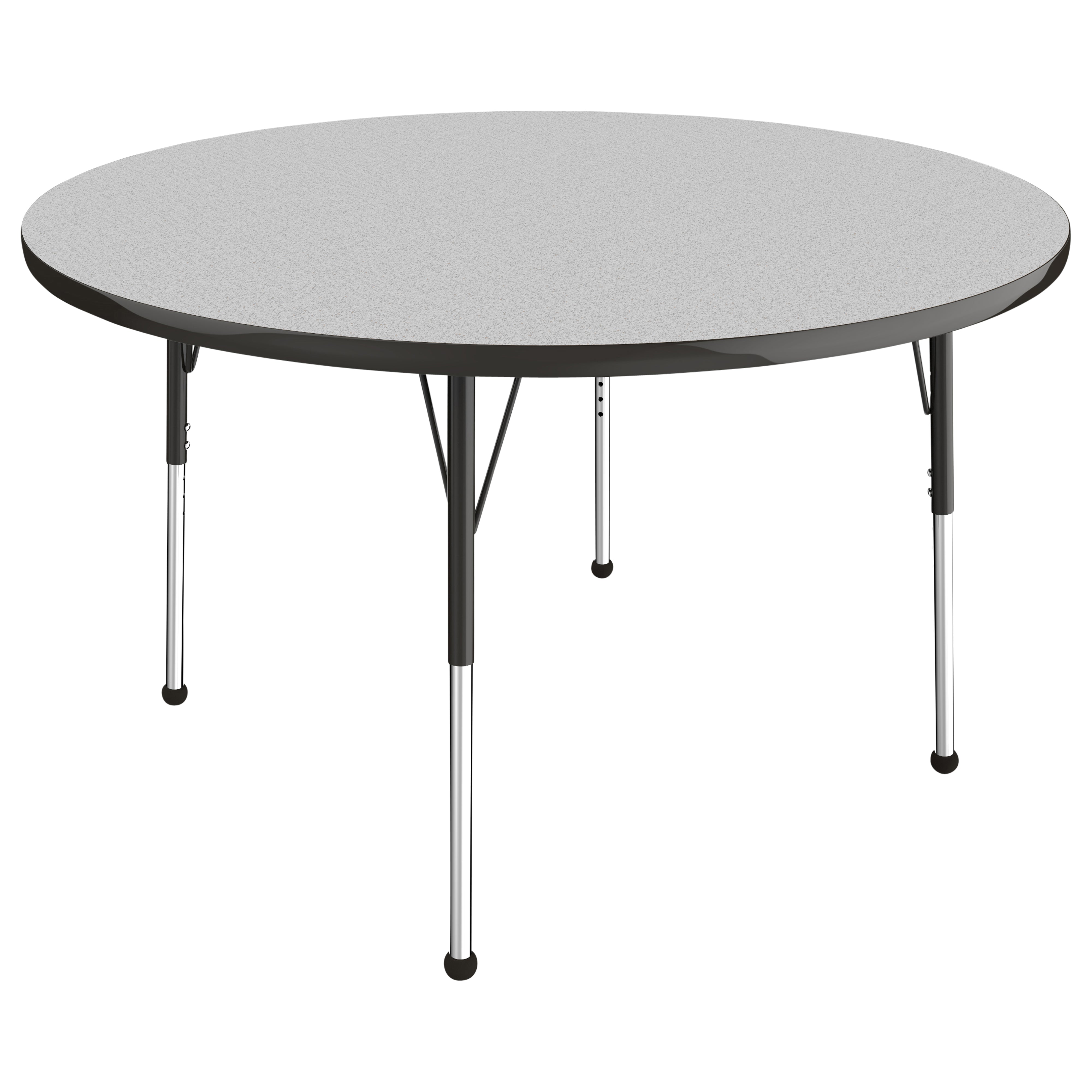 48" Round Thermofused Activity Table with Adjustable Standard Ball Glide Legs - Gray/Black