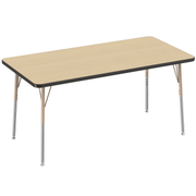 30" x 60" Rectangle T-Molding Activity Table with Adjustable Standard Swivel Glide Legs - Maple/Black/Sand