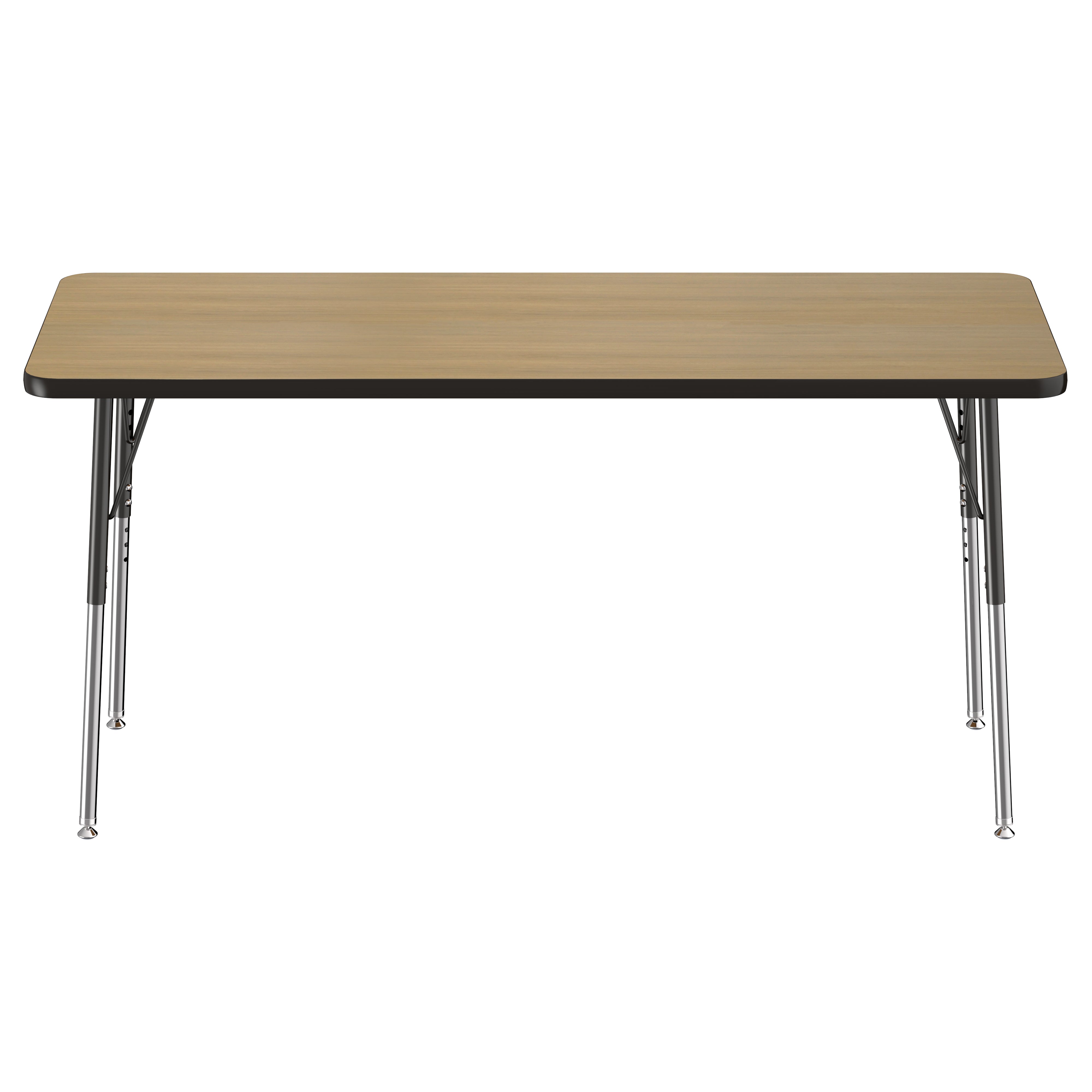 24" x 60" Rectangle Thermofused Activity Table with Adjustable Standard Swivel Glide Legs - Pasadena Oak/Black