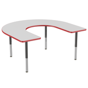 60" x 66" Horseshoe T-Molding Activity Table with Adjustable Super Legs - Gray/Red/Black