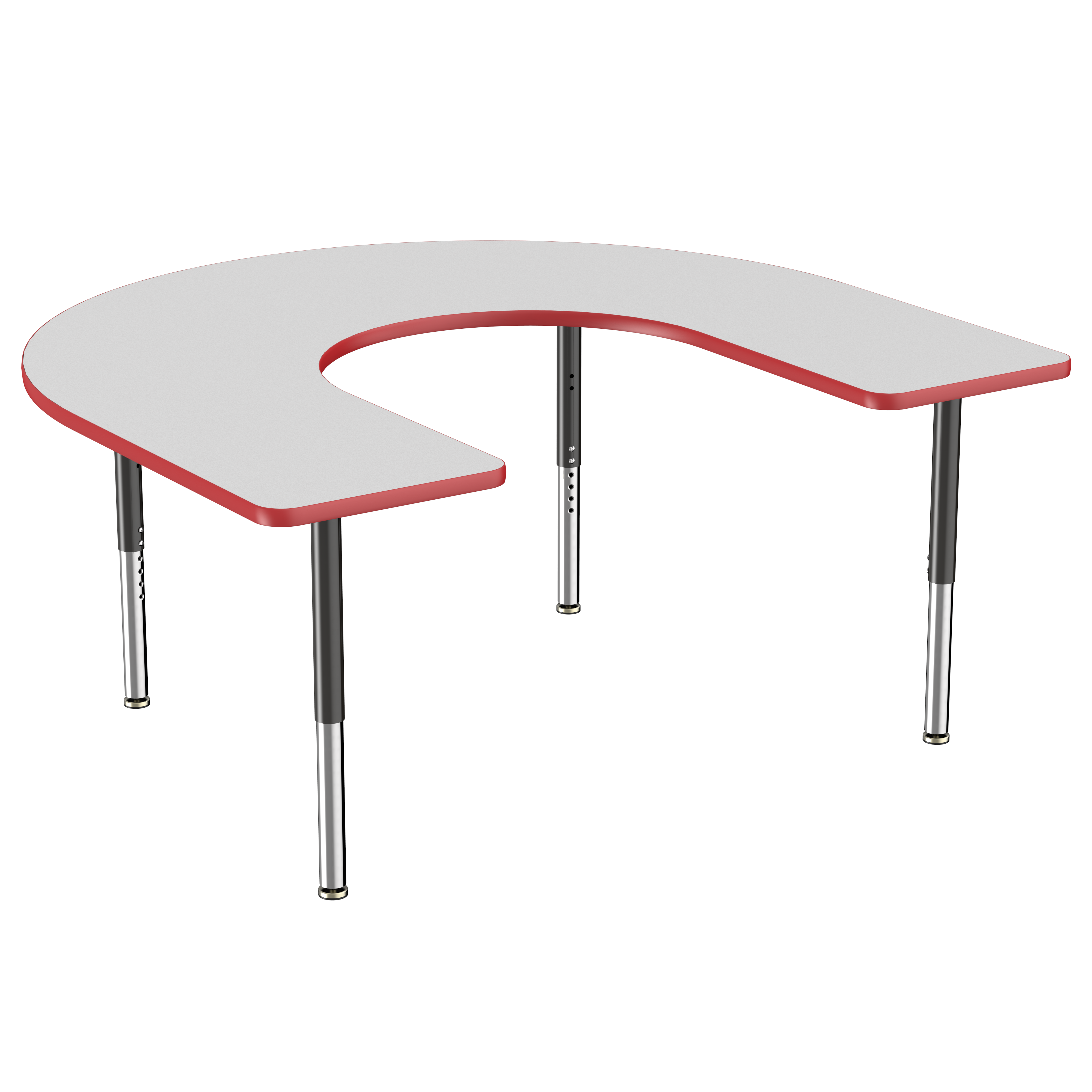 60" x 66" Horseshoe T-Molding Activity Table with Adjustable Super Legs - Gray/Red/Black
