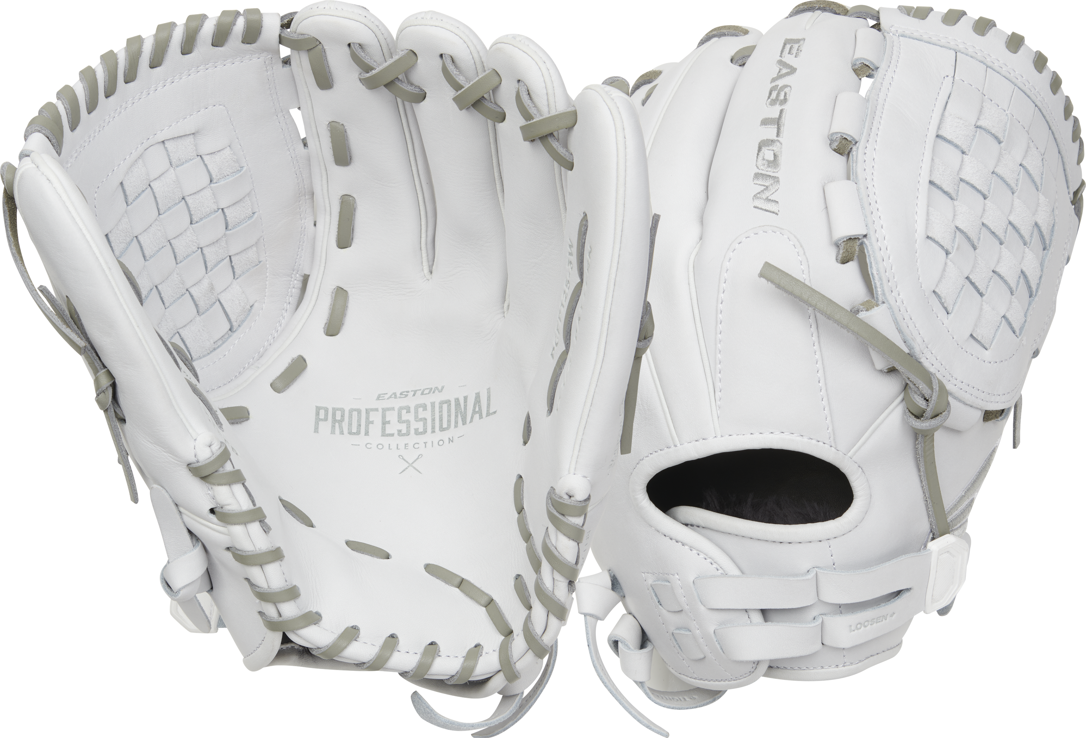 Easton Pro Collection Series 12.5-Inch Softball Glove - Right Hand Thrower - White/Gray