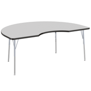 48" x 72" Kidney T-Molding Activity Table with Adjustable Standard Swivel Glide Legs - Gray/Black/Silver