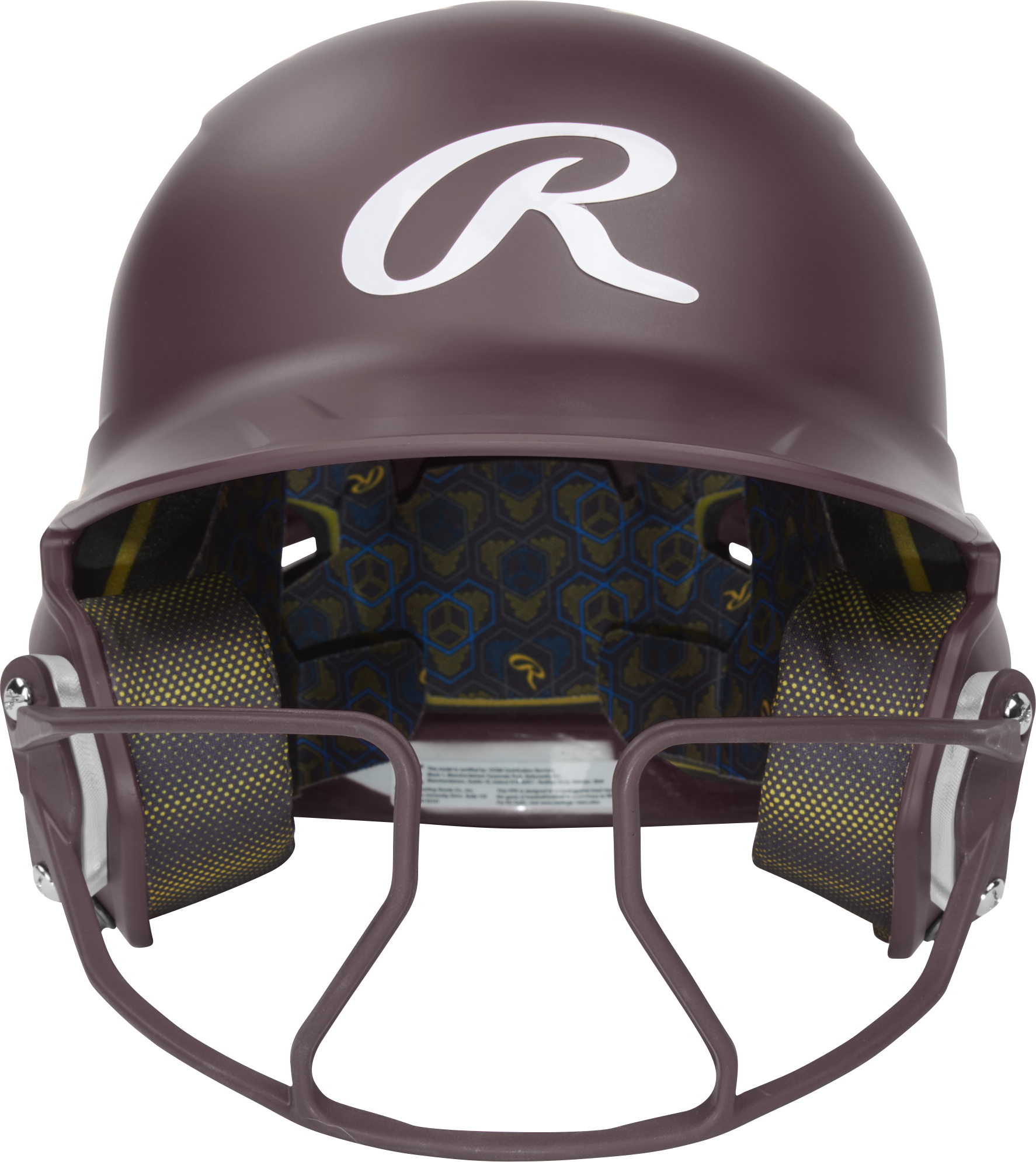 Rawlings Mach Hi-Viz Senior Matte Batting Helmet With Hi-Viz Face Guard - Maroon