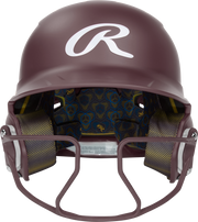 Rawlings Mach Hi-Viz Senior Matte Batting Helmet With Hi-Viz Face Guard - Maroon