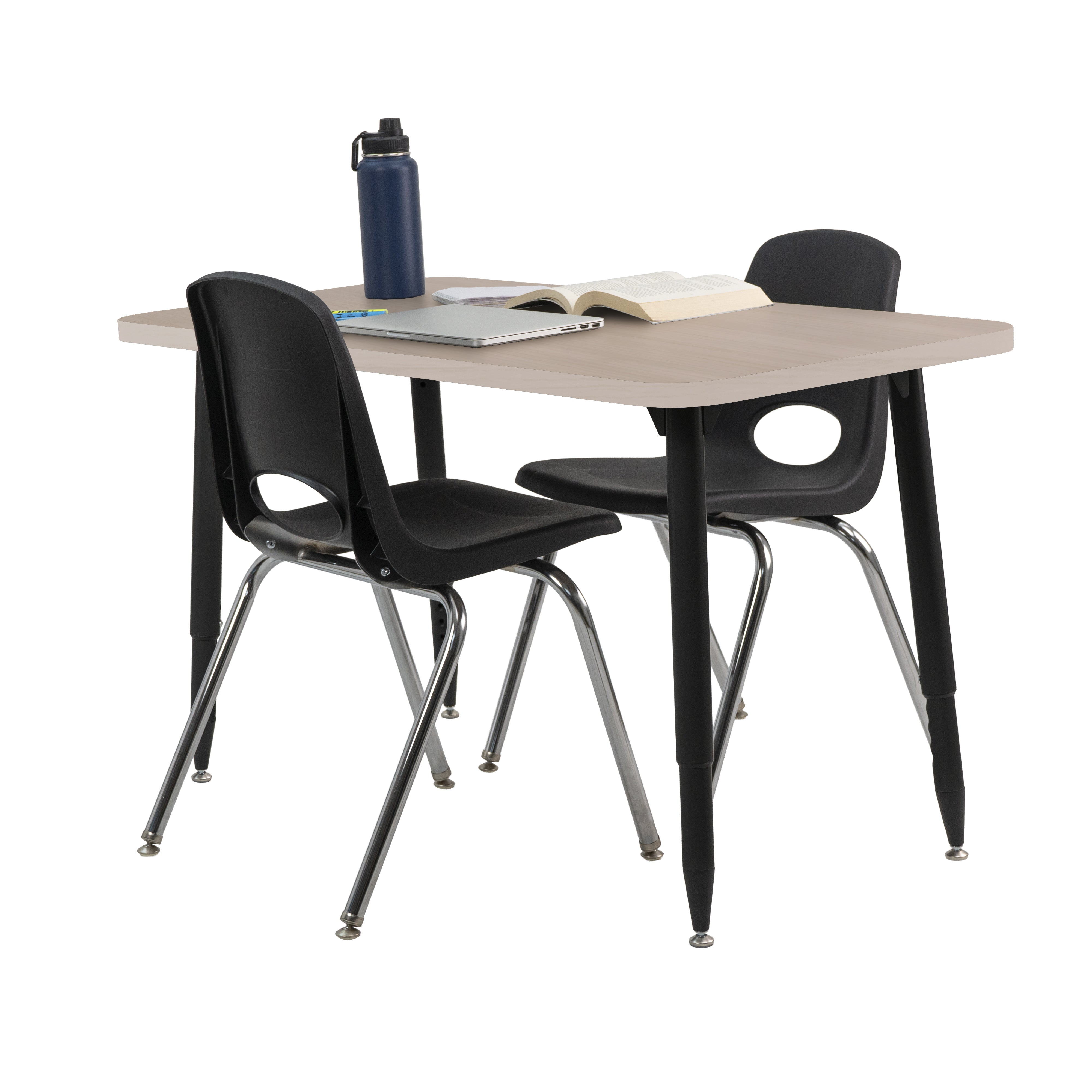 Adapte 24" x 48" Rectangle Woodgrain Activity Table with Adjustable Tapered Legs - Asian Sand/Black