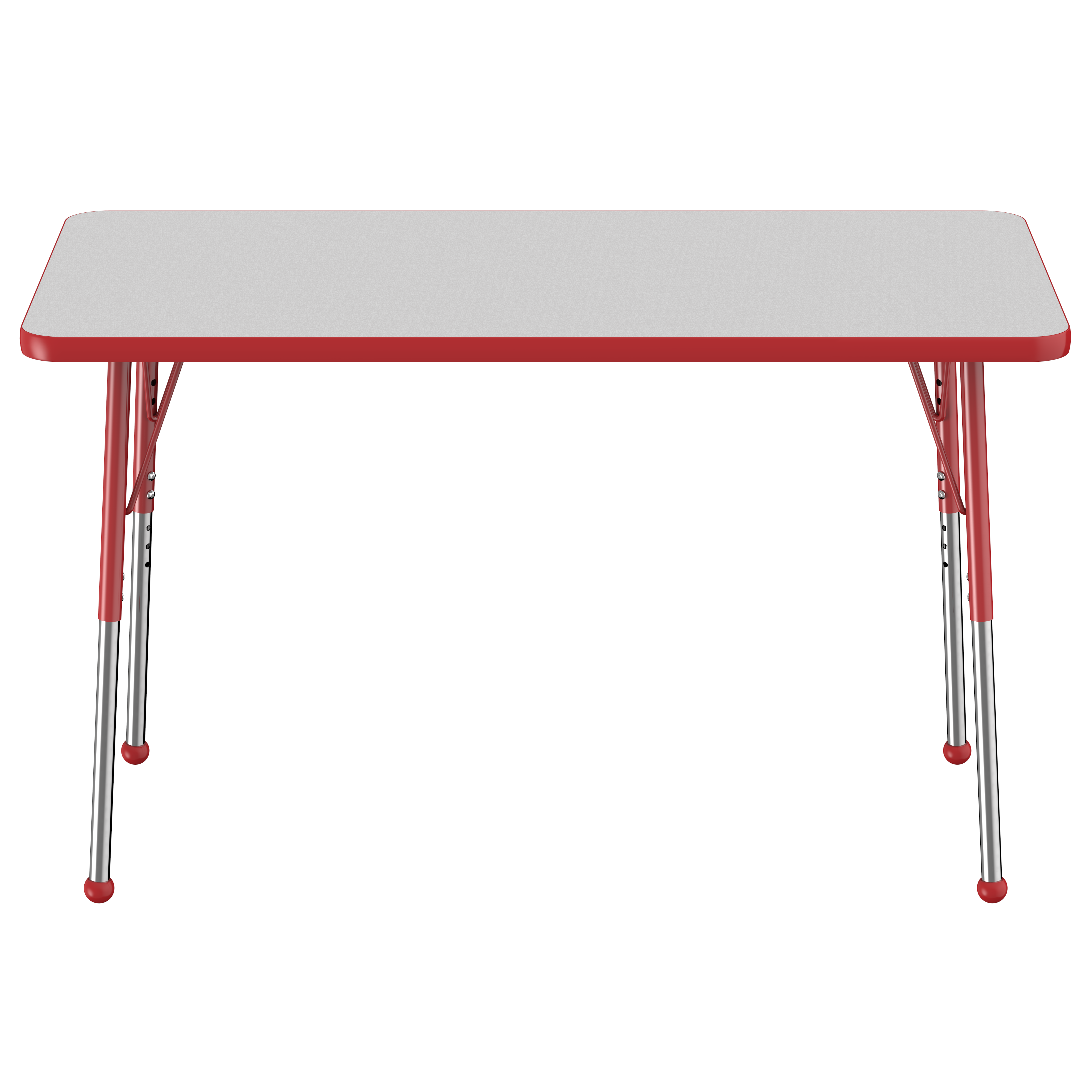 24" x 48" Rectangle T-Molding Activity Table with Adjustable Standard Ball Glide Legs - Gray/Red