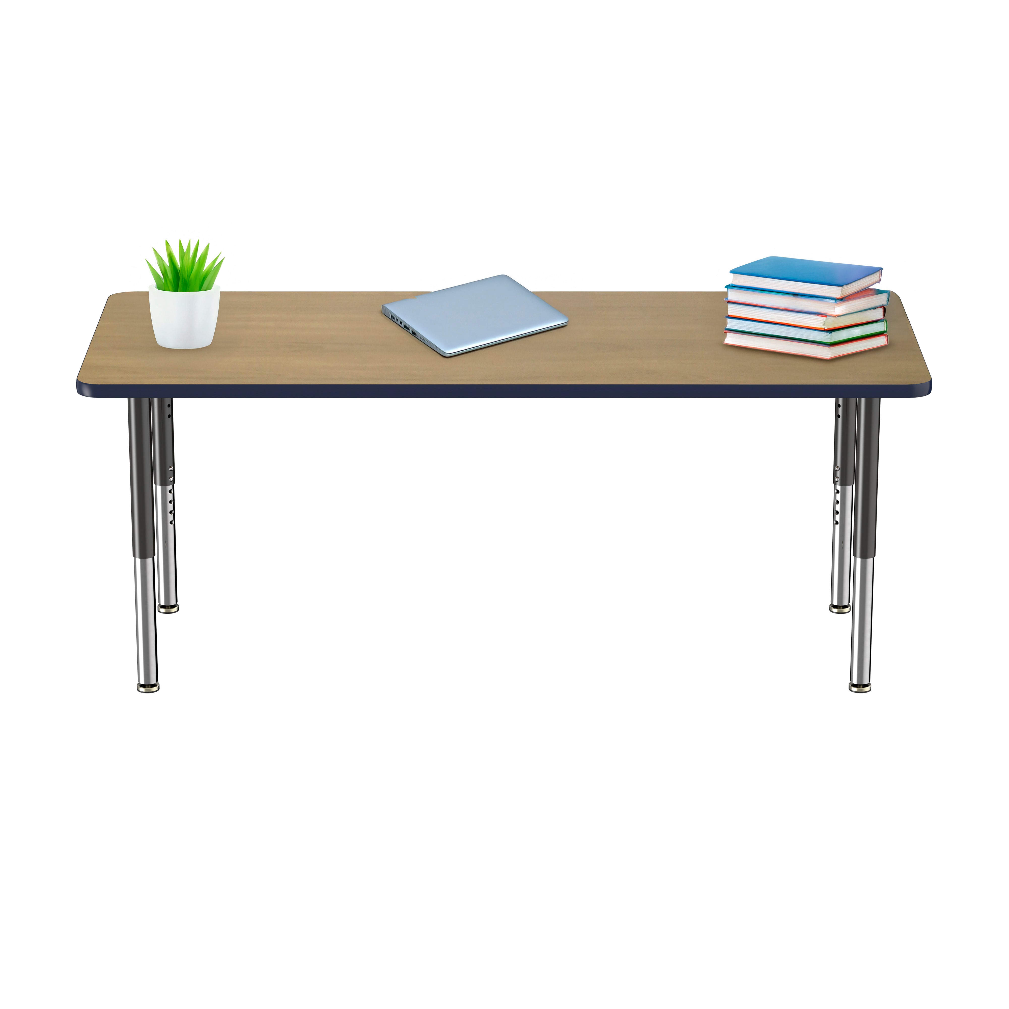 30" x 72" Rectangle T-Molding Activity Table with Adjustable Super Legs - Pasadena Oak/Navy/Black