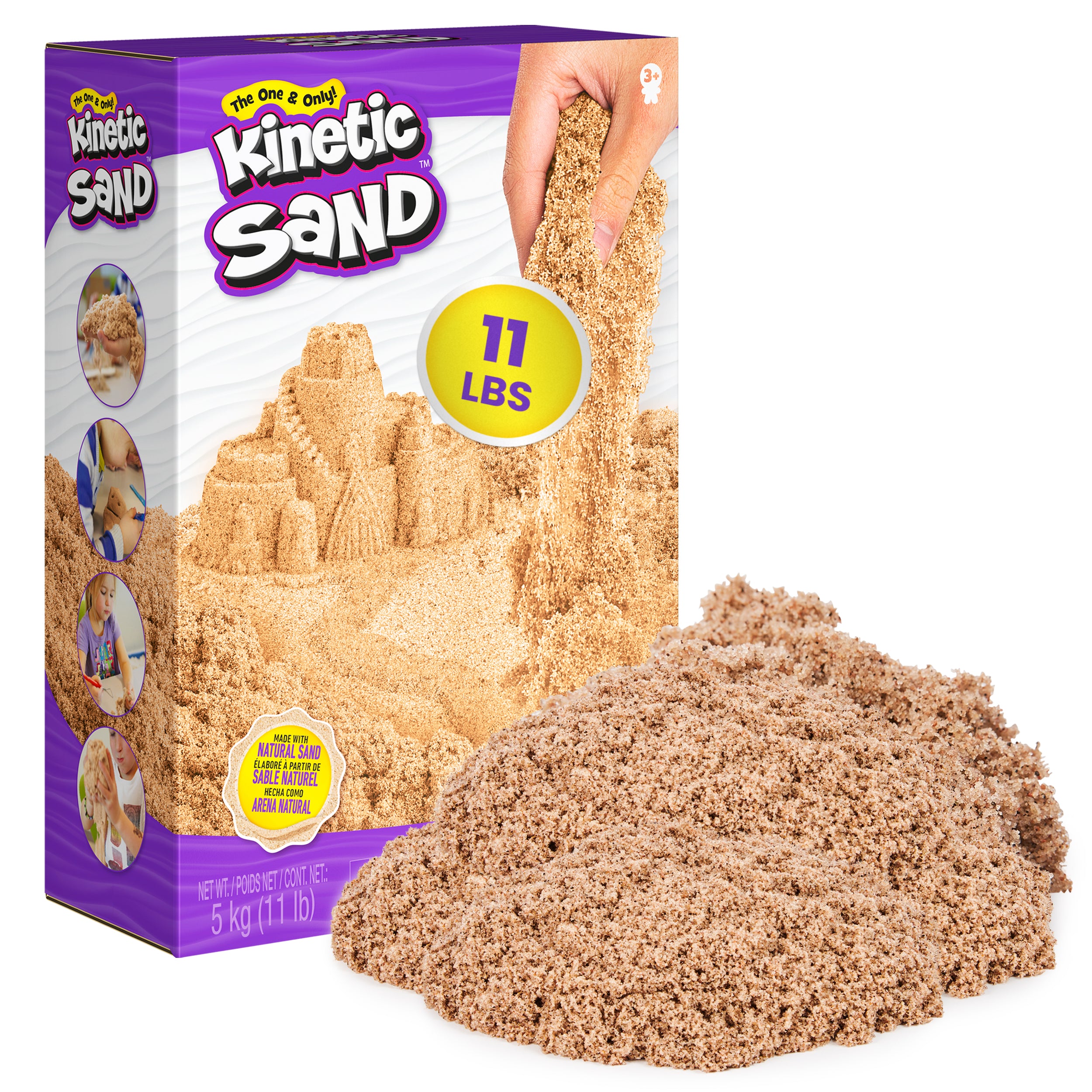 Kinetic Sand, 11lb 5kg Natural Brown Play Sand, Mega Box for Arts and Crafts, Sandbox Packaging May Vary, Moldable Sensory Toys for Ages 3 and up