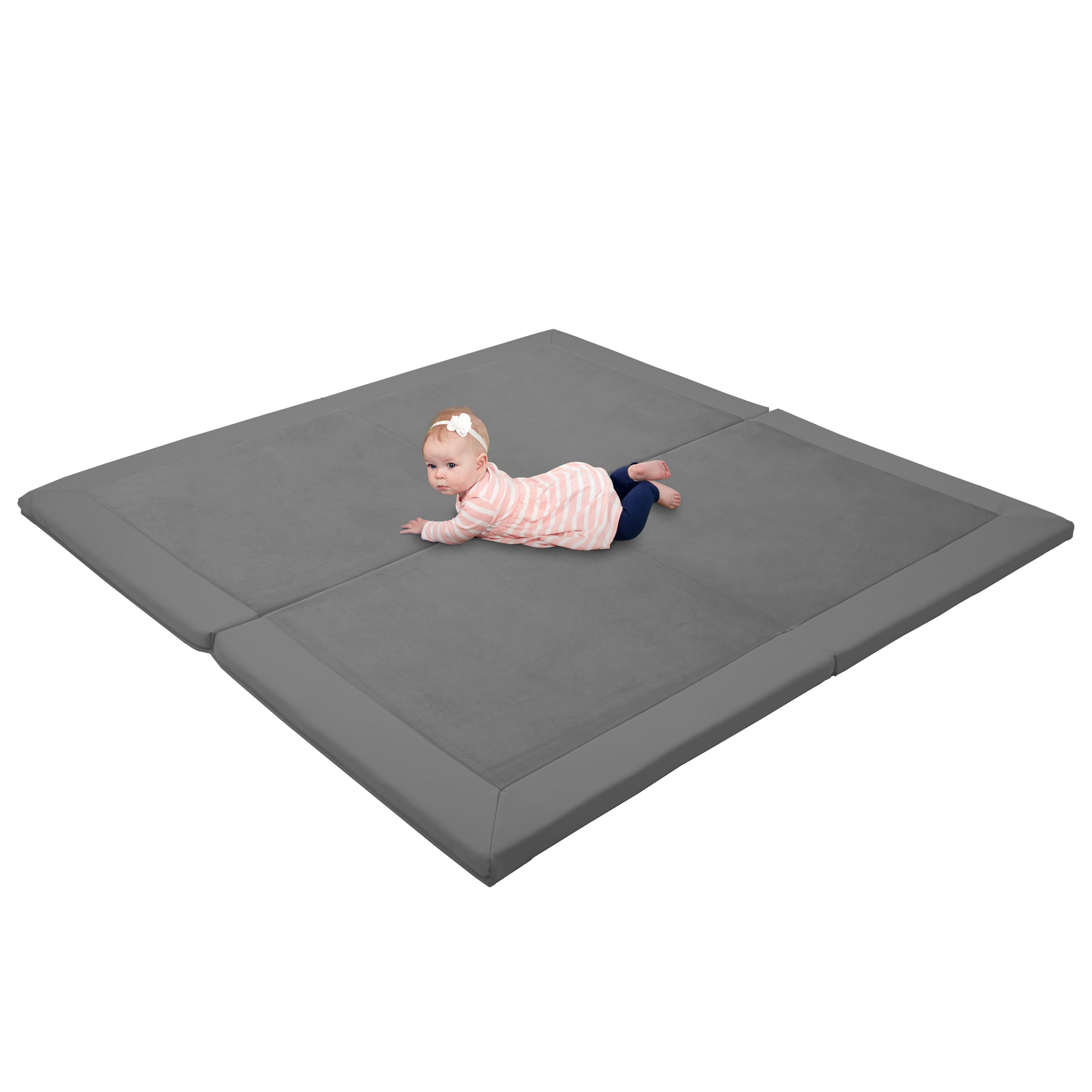 SoftScape Two-Texture Space Saver 4-Fold Toddler Activity Mat - Smoke