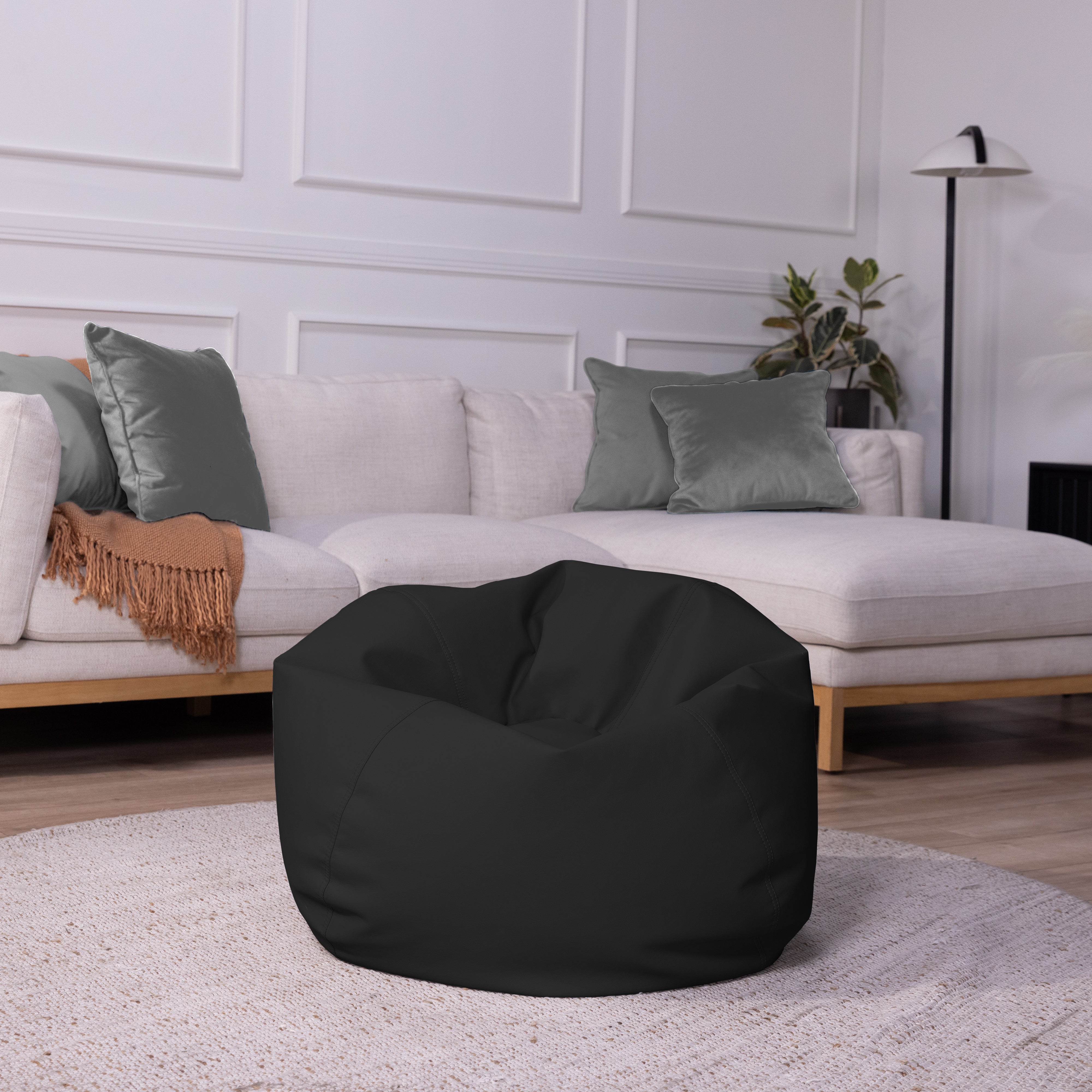 30" Round Vinyl Bean Bag - Onyx