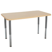 24" x 48" Rectangle La Madera Activity Table with Adjustable Super Legs - Maple Grain/Silver