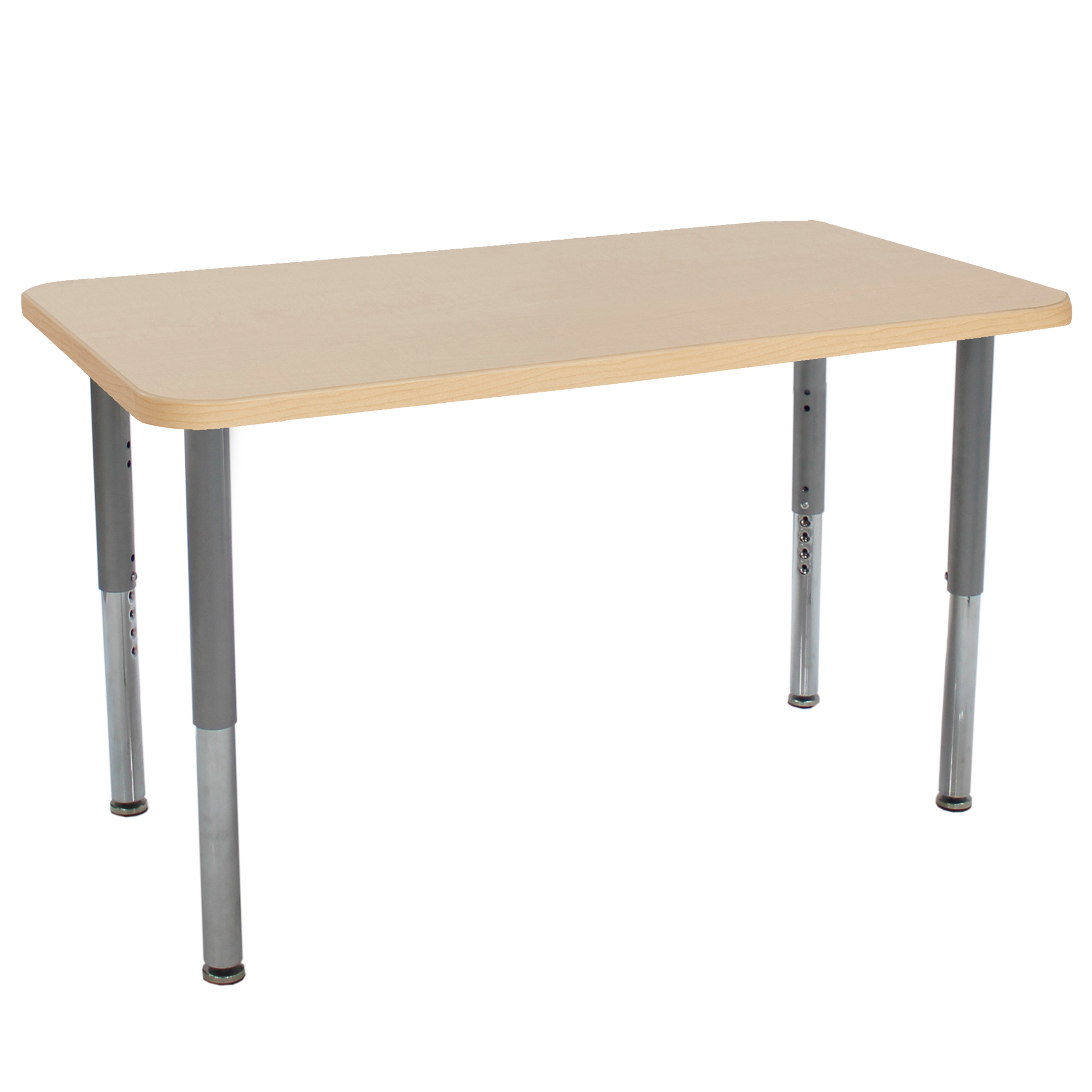 24" x 48" Rectangle La Madera Activity Table with Adjustable Super Legs - Maple Grain/Silver