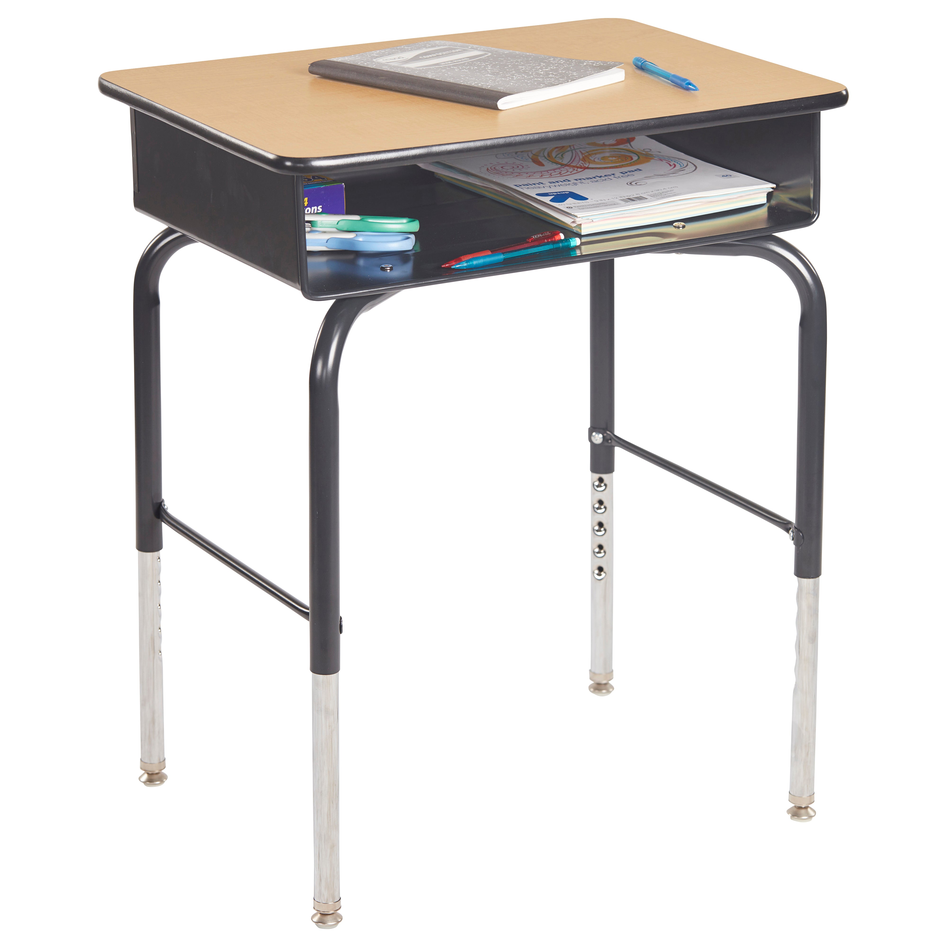 Open Front Desk with Metal Book Box Ready-to-Assemble - Maple/Black