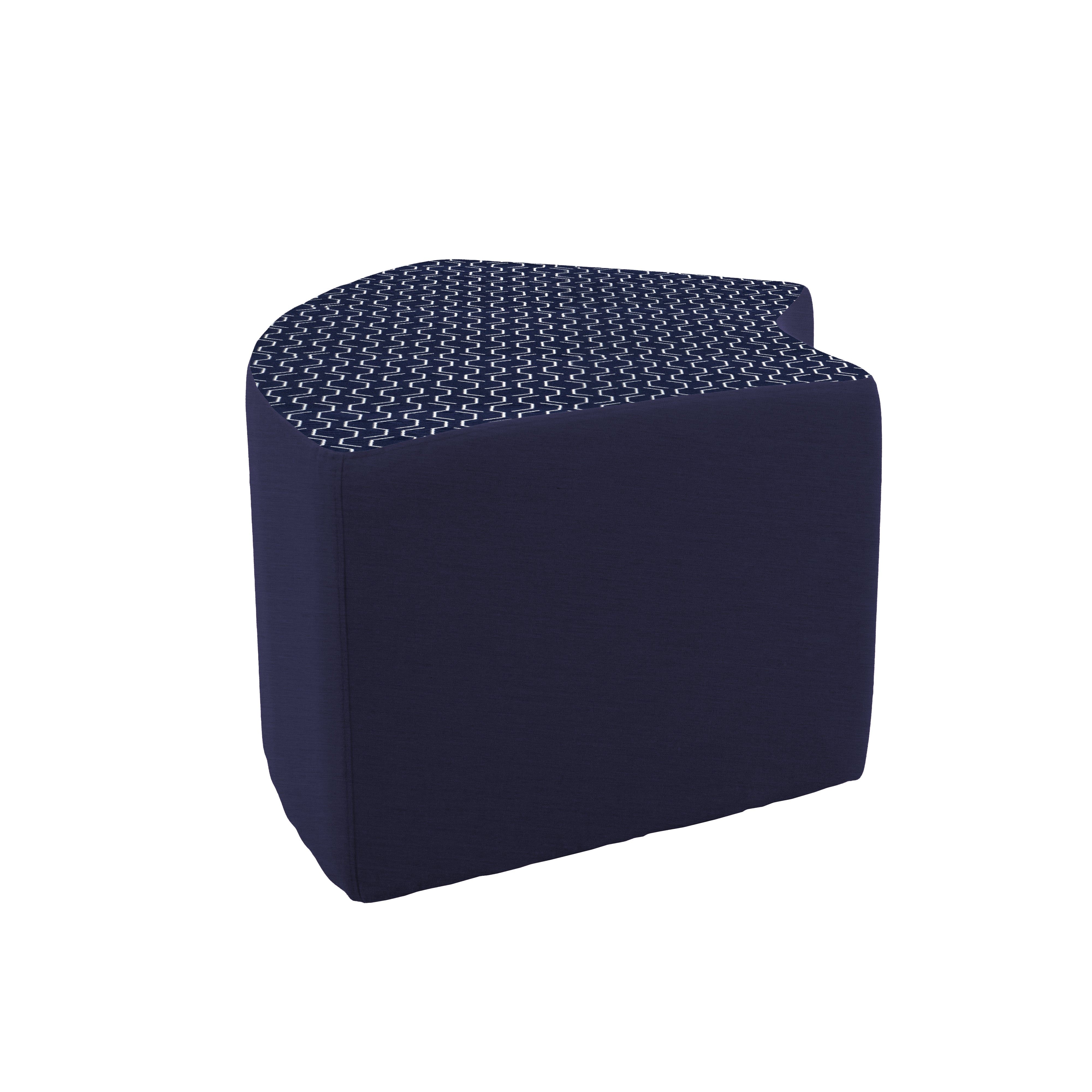 Outdoor 24" x 48" S-Curve Ottoman with Sunbrella, 18" H - Adaptation Indigo/Canvas Navy
