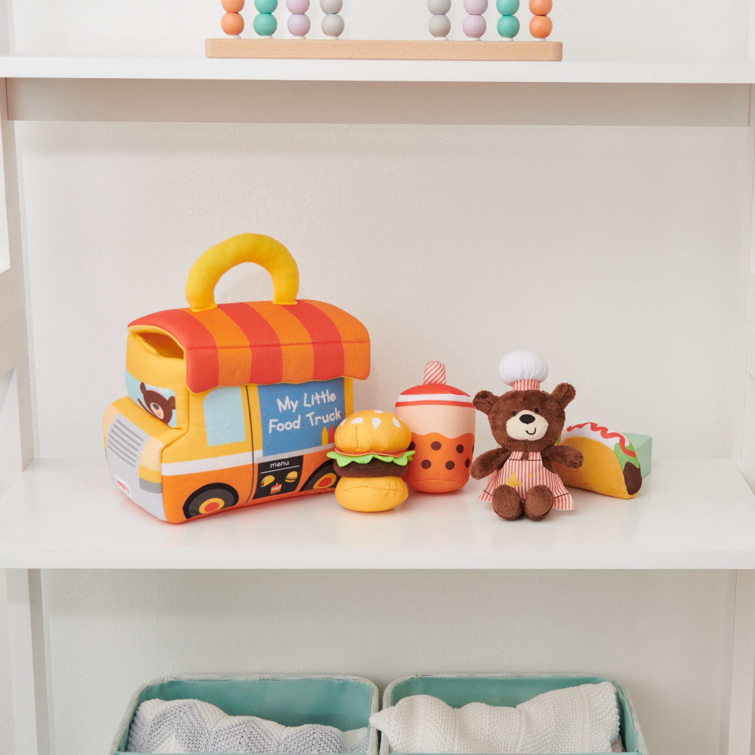 Baby GUND Play Soft Collection, My Little Food Truck 5-Piece Plush Playset with Rattle, Squeaker and Crinkle Sound Toys, Sensory Toy for Babies, 7.5”