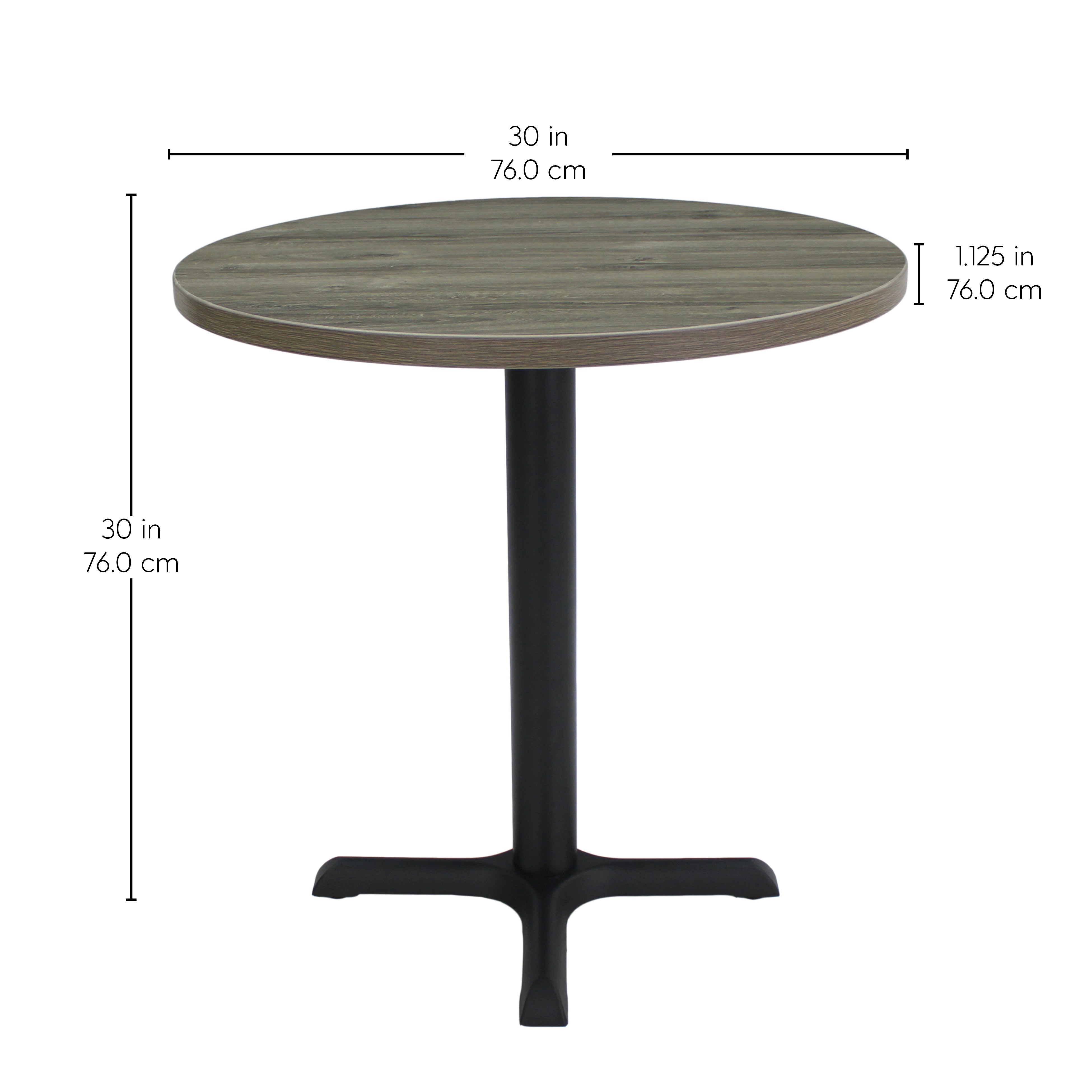 30" Round Cafe Bistro Table - Gray Wood/Black