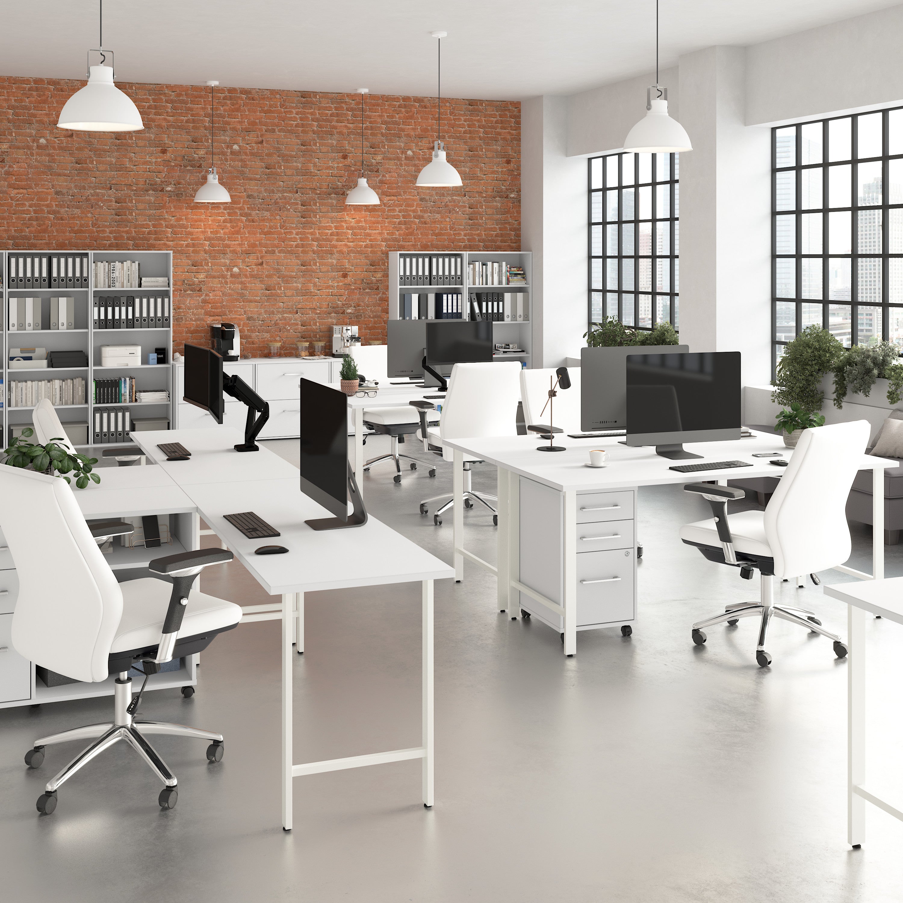 Bush Business Furniture Hustle 72W x 24D L Shaped Computer Desk with 3 Drawer Mobile File Cabinet in White - 71.02" Width x 65.3" Depth x 30.07" Height