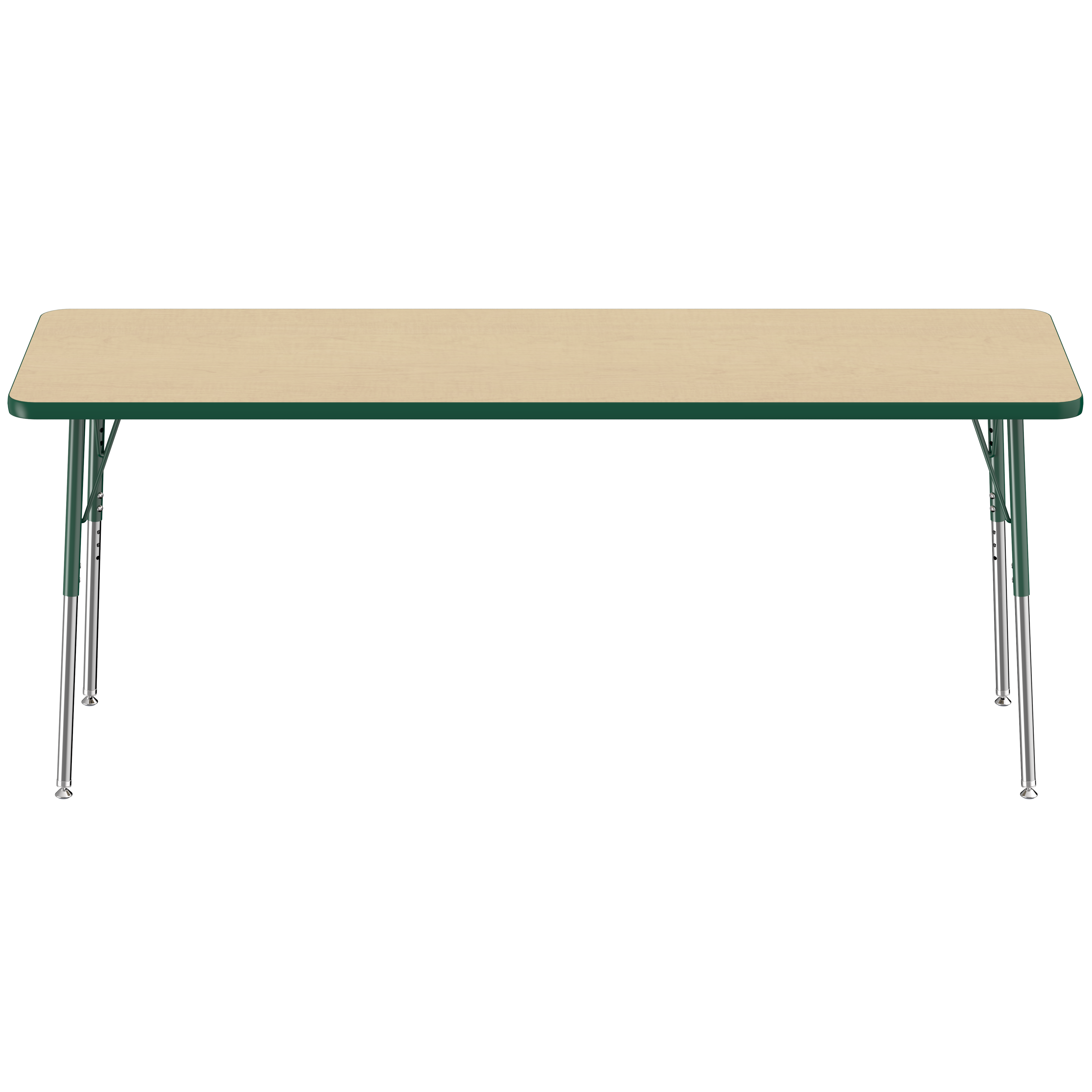 24" x 72" Rectangle T-Molding Activity Table with Adjustable Standard Swivel Glide Legs - Maple/Green