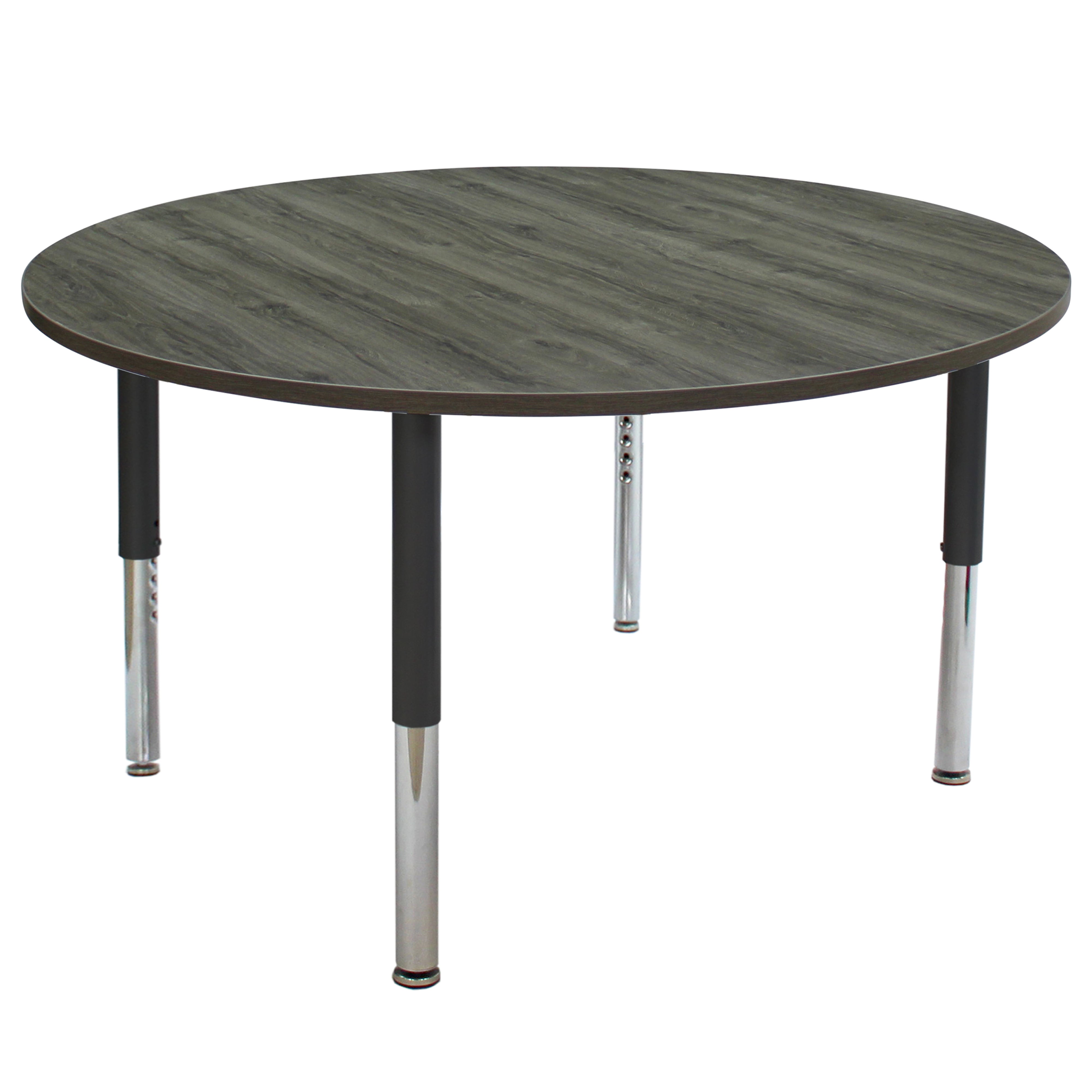 48" Round La Madera Activity Table with Adjustable Super Legs - Gray Wood/Black