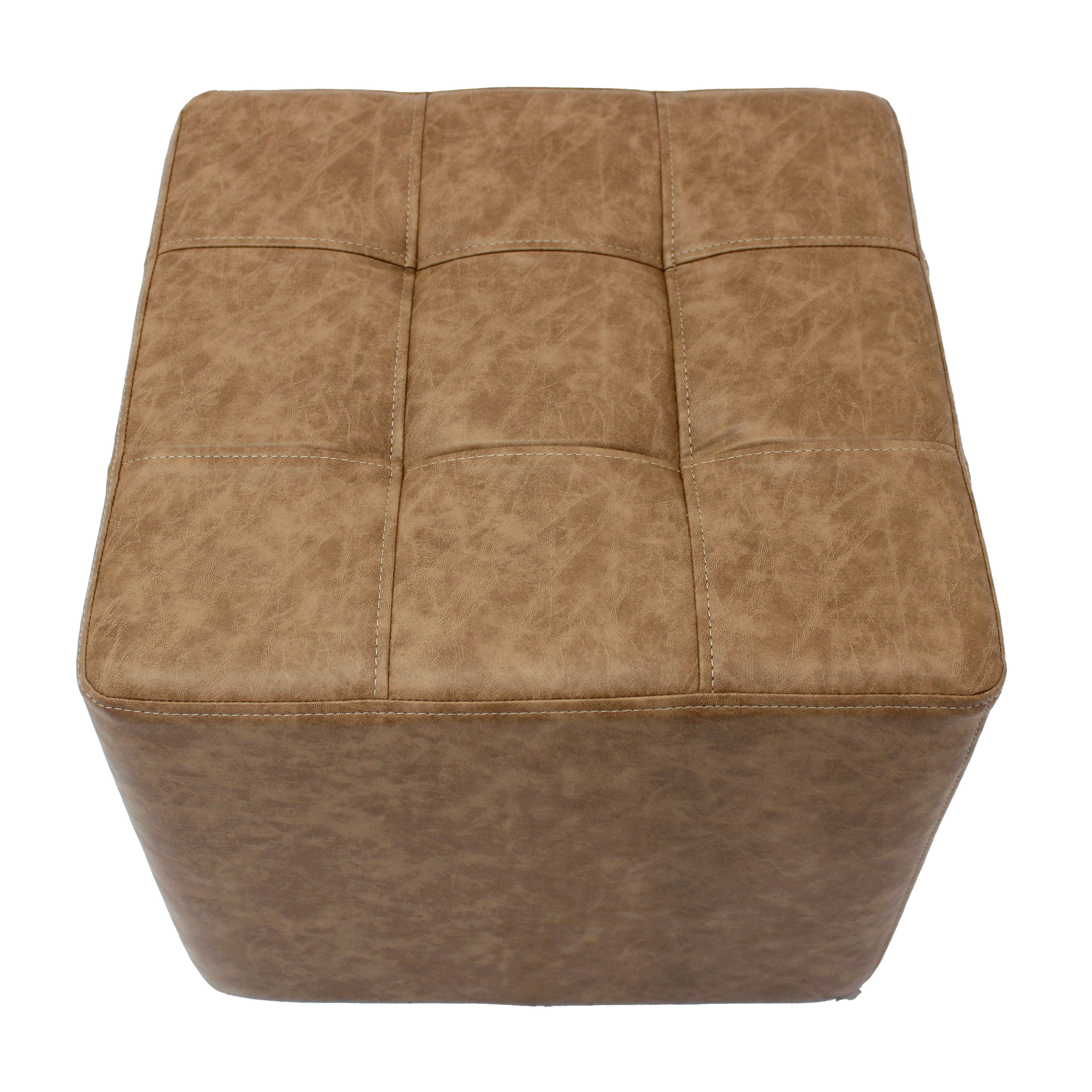 Rustic Tufted Square Ottoman 16" Height - Pecan
