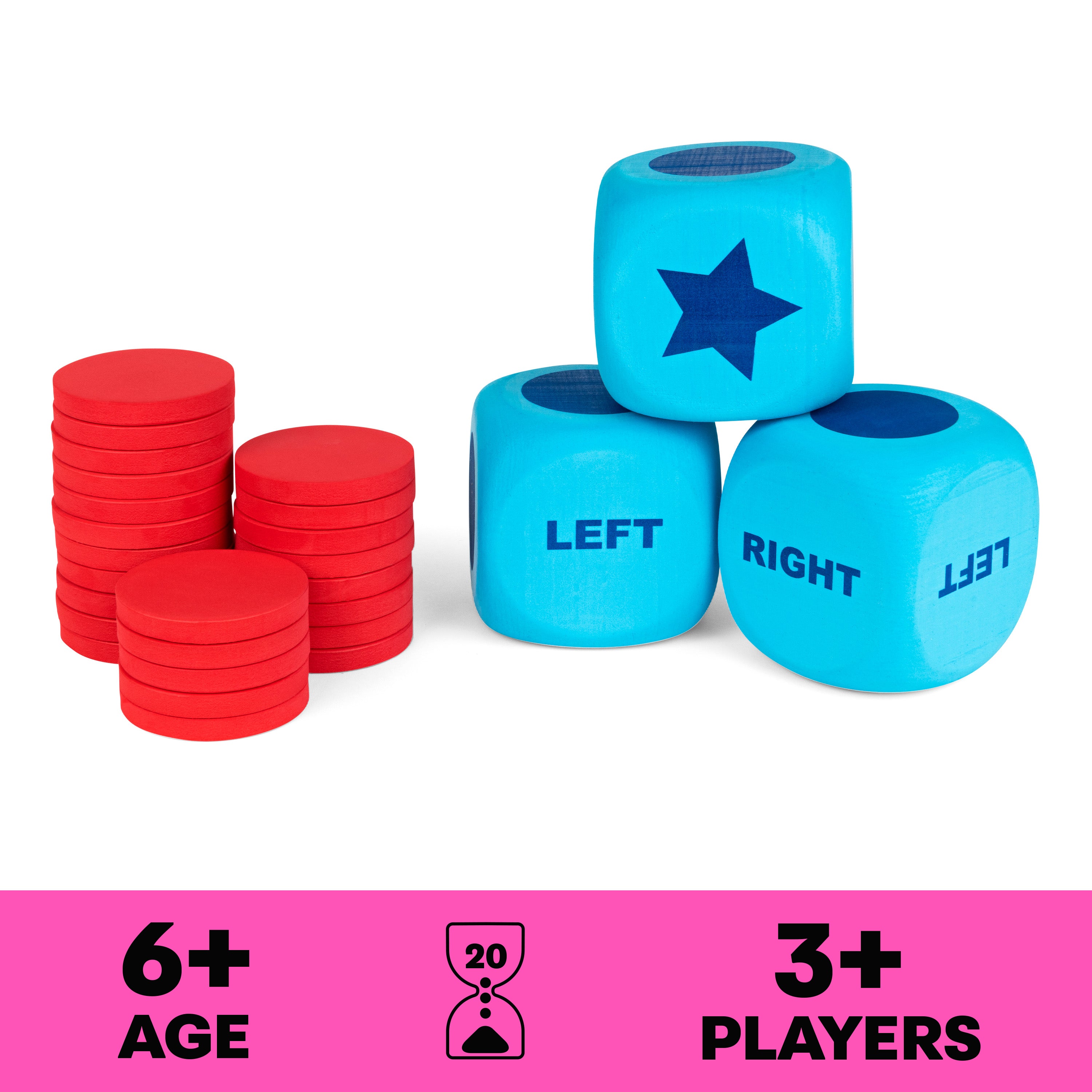 Spin Master Games, Left Center Right Giant Edition, Family Game for Indoor & Outdoor Fun with Big Oversized Board, for Family and Kids, 2-4 Players, Ages 6 & Up