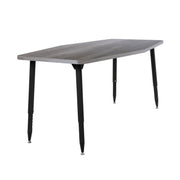 Adapte 34" x 60" Long Hexagon Woodgrain Activity Table with Adjustable Tapered Legs - Gray Wood/Black