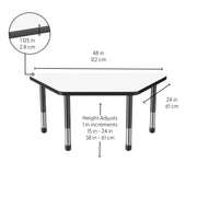 24" x 48" Trapezoid Dry-Erase Activity Table with Adjustable Chunky Legs - Whiteboard/Black