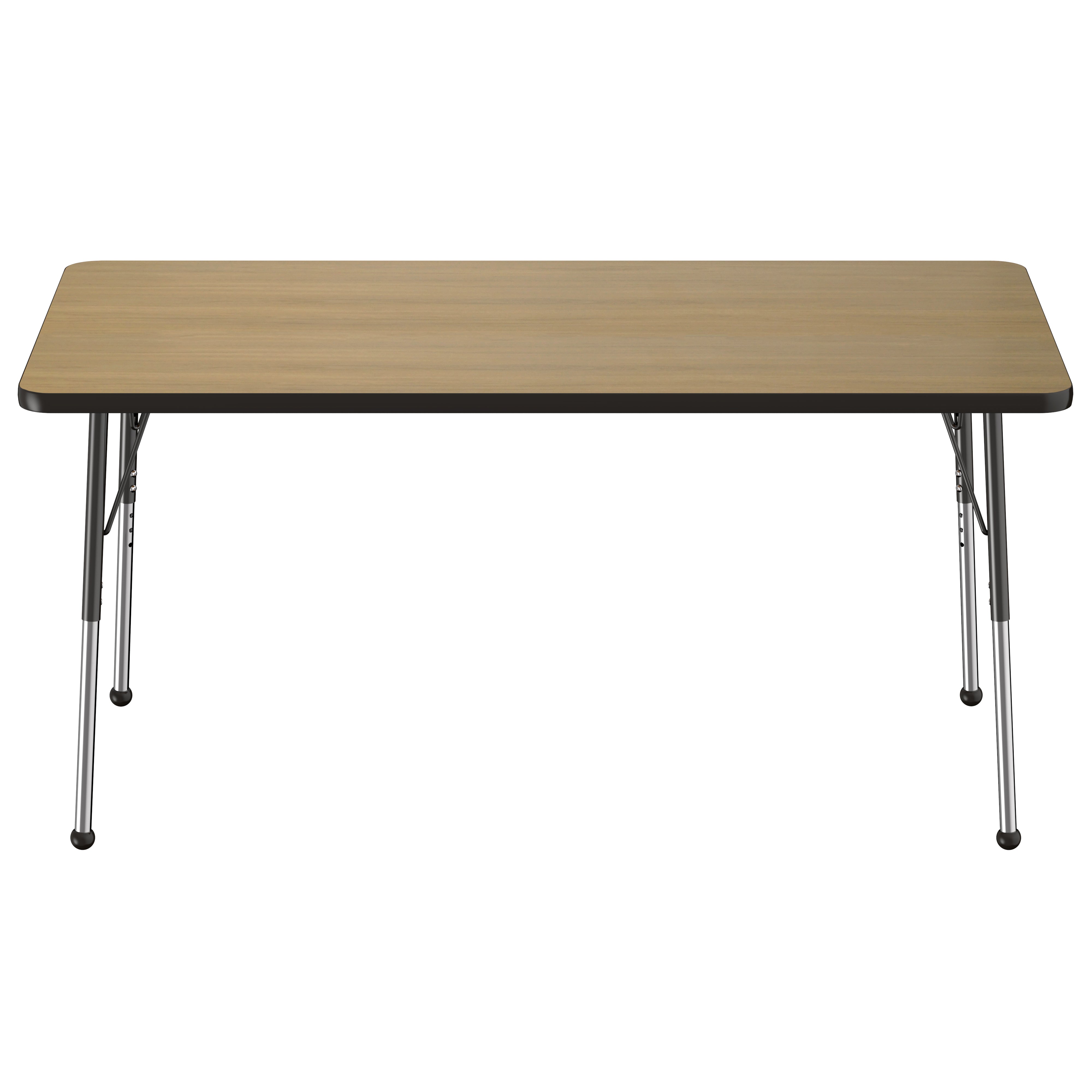 30" x 60" Rectangle Thermofused Activity Table with Adjustable Standard Ball Glide Legs - Pasadena Oak/Black