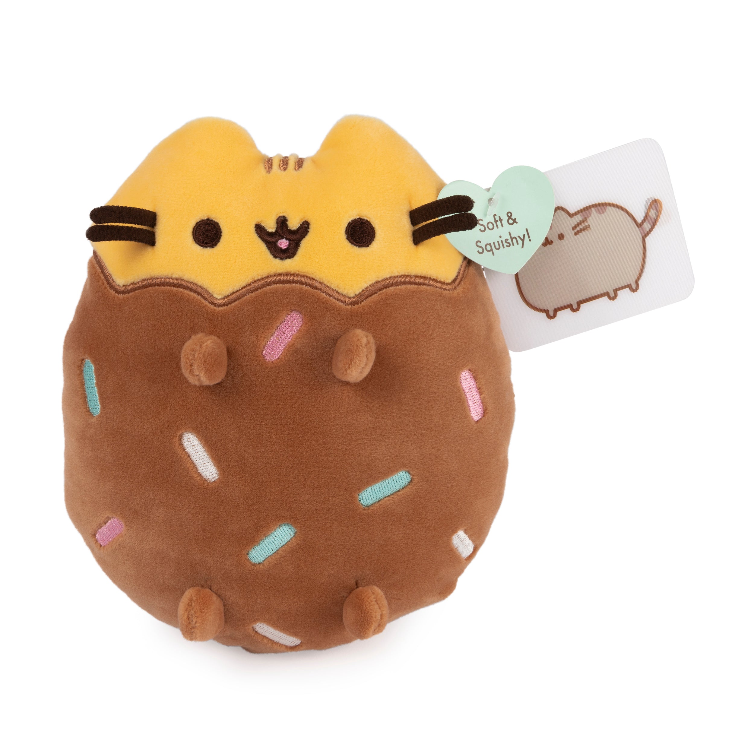 GUND Pusheen Chocolate Dipped Cookie Squisheen, Stuffed Animal for Ages 8 and Up, Brown/Yellow, 6”
