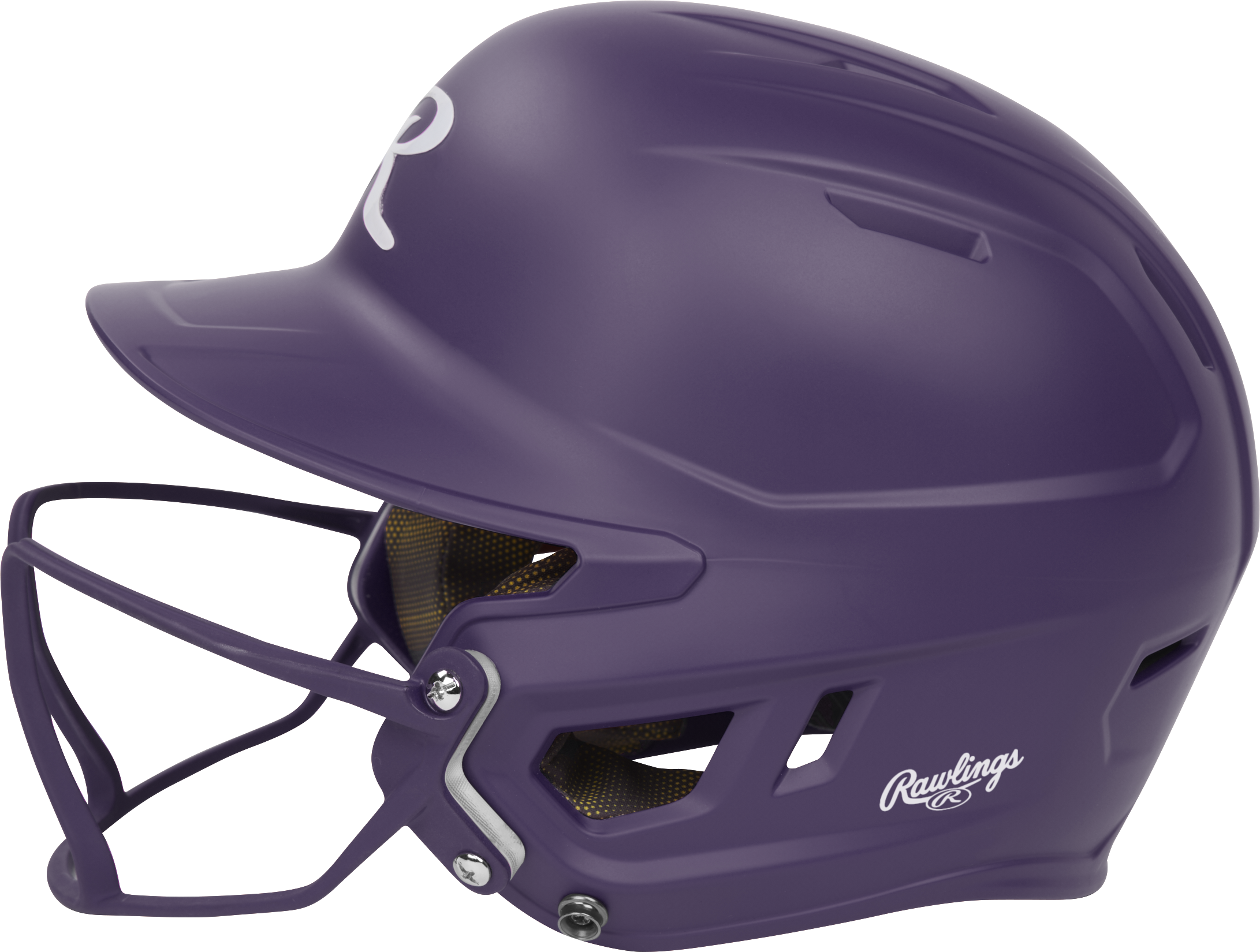 Rawlings Mach Hi-Viz Senior Matte Batting Helmet With Hi-Viz Face Guard - Purple