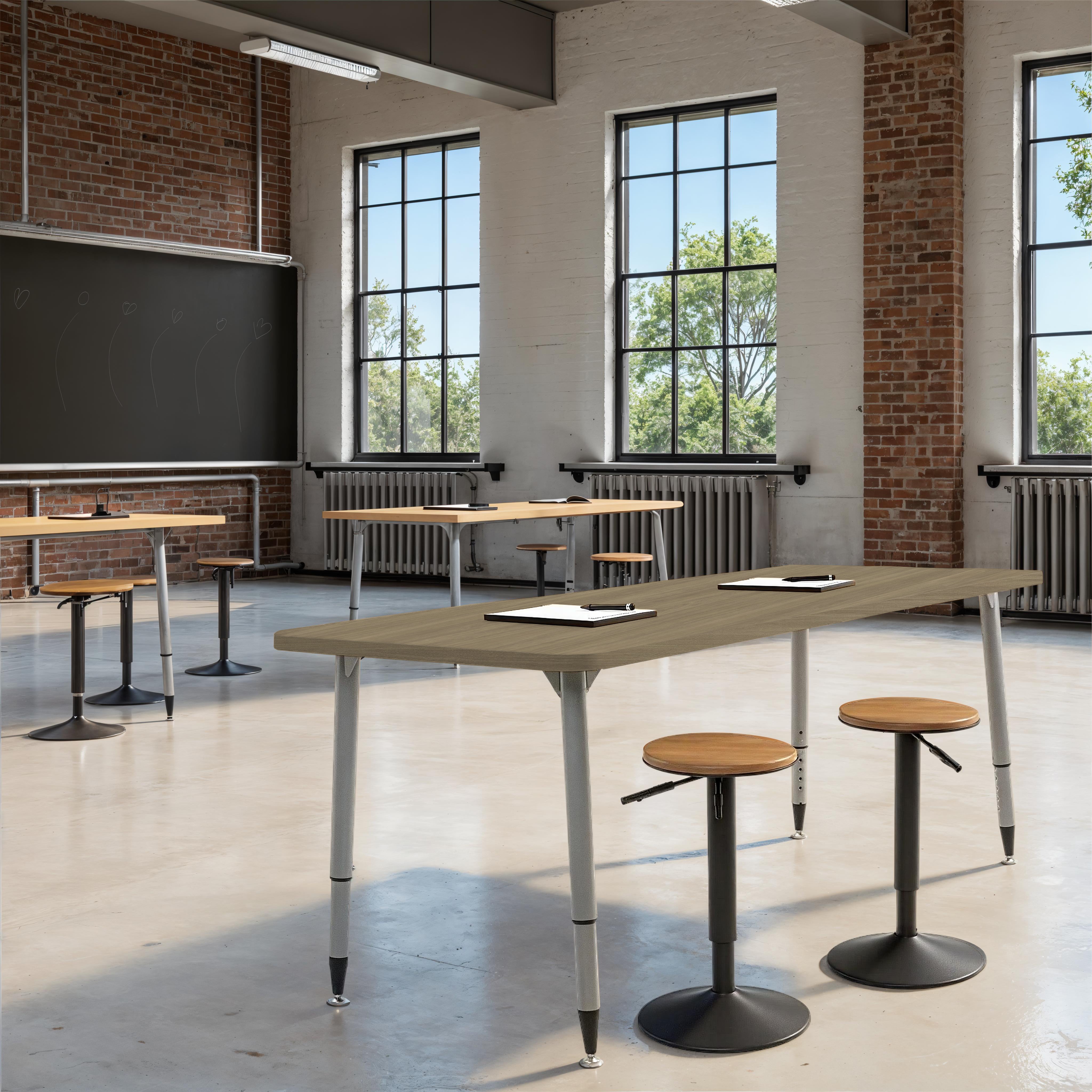 Adapte 30" x 72" Rectangle Woodgrain Activity Table with Adjustable Tapered Legs - Pasadena Oak/Silver