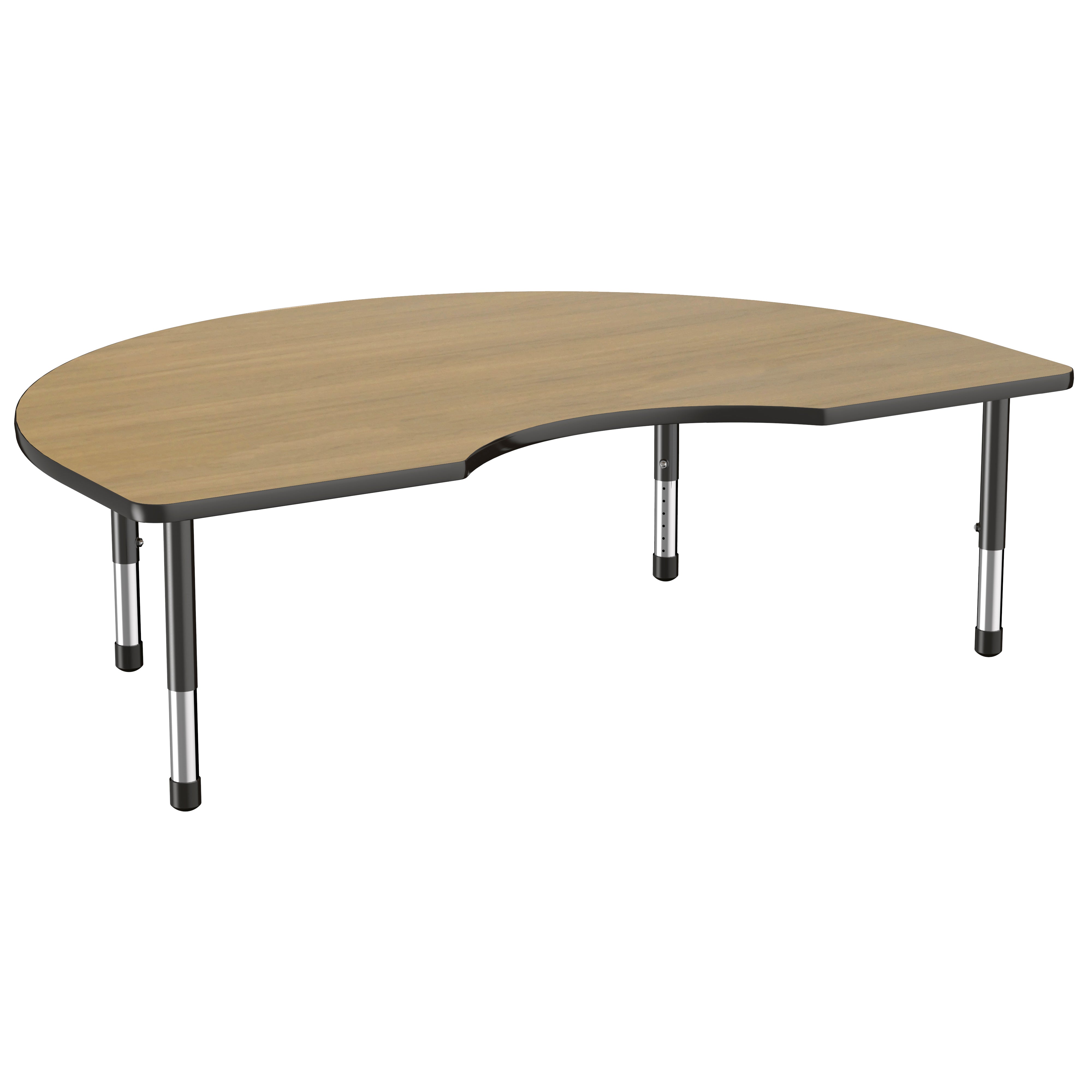 48" x 72" Kidney Thermofused Activity Table with Adjustable Chunky Legs - Pasadena Oak/Black