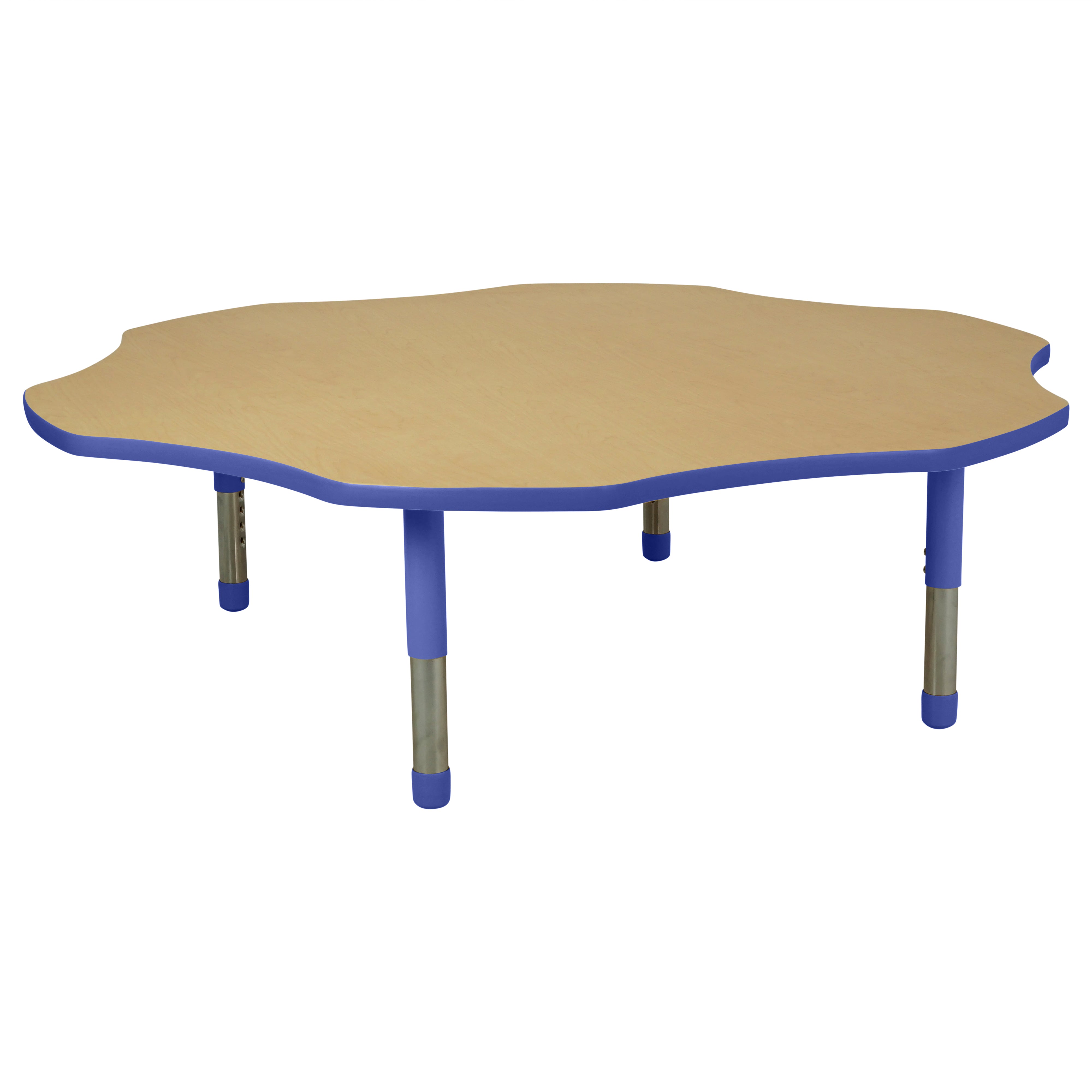 60" x 60" Flower T-Molding Activity Table with Adjustable Tiny Tot Legs - Maple/Blue
