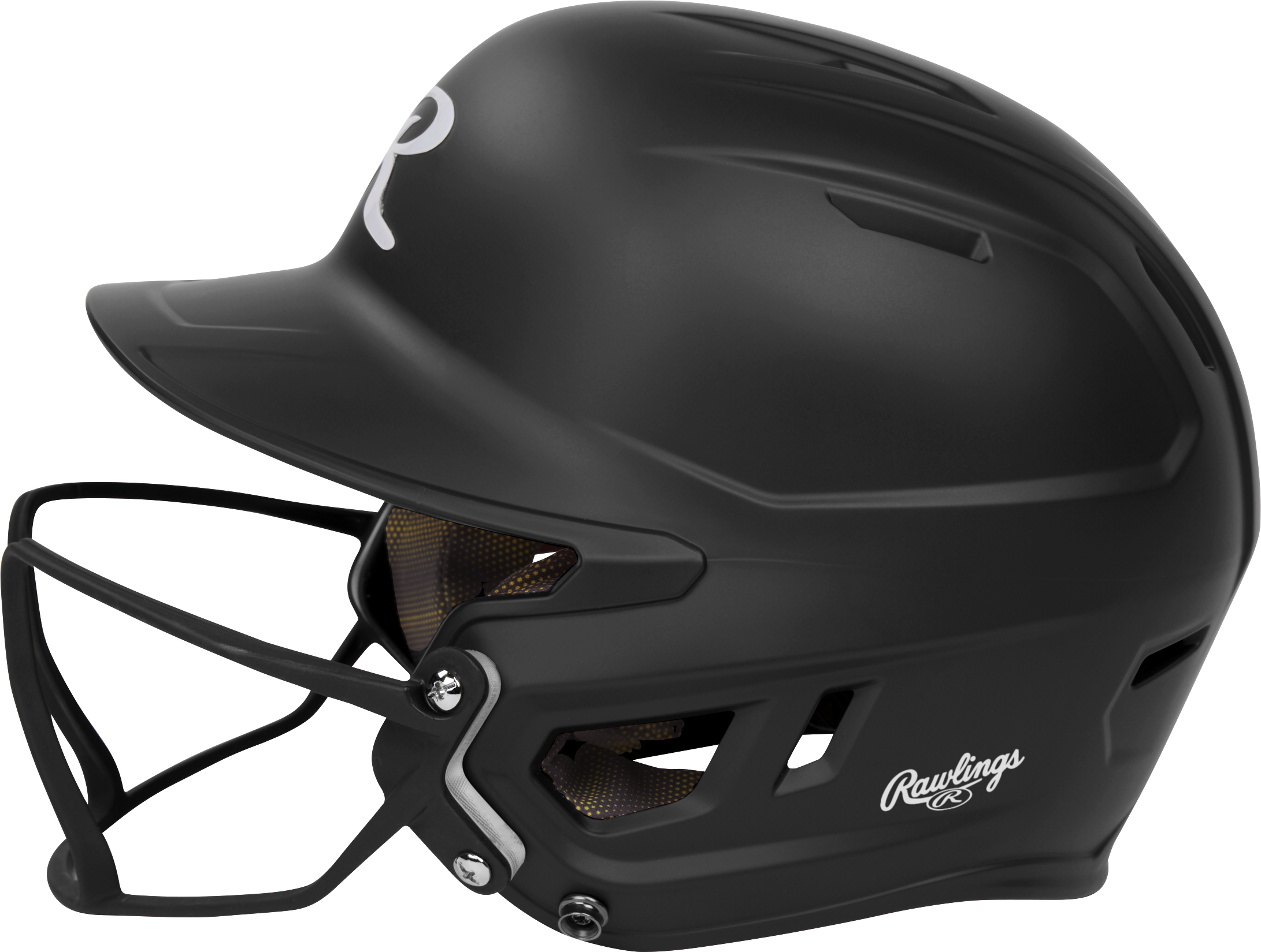 Rawlings Mach Hi-Viz Senior Matte Batting Helmet With Hi-Viz Face Guard - Black